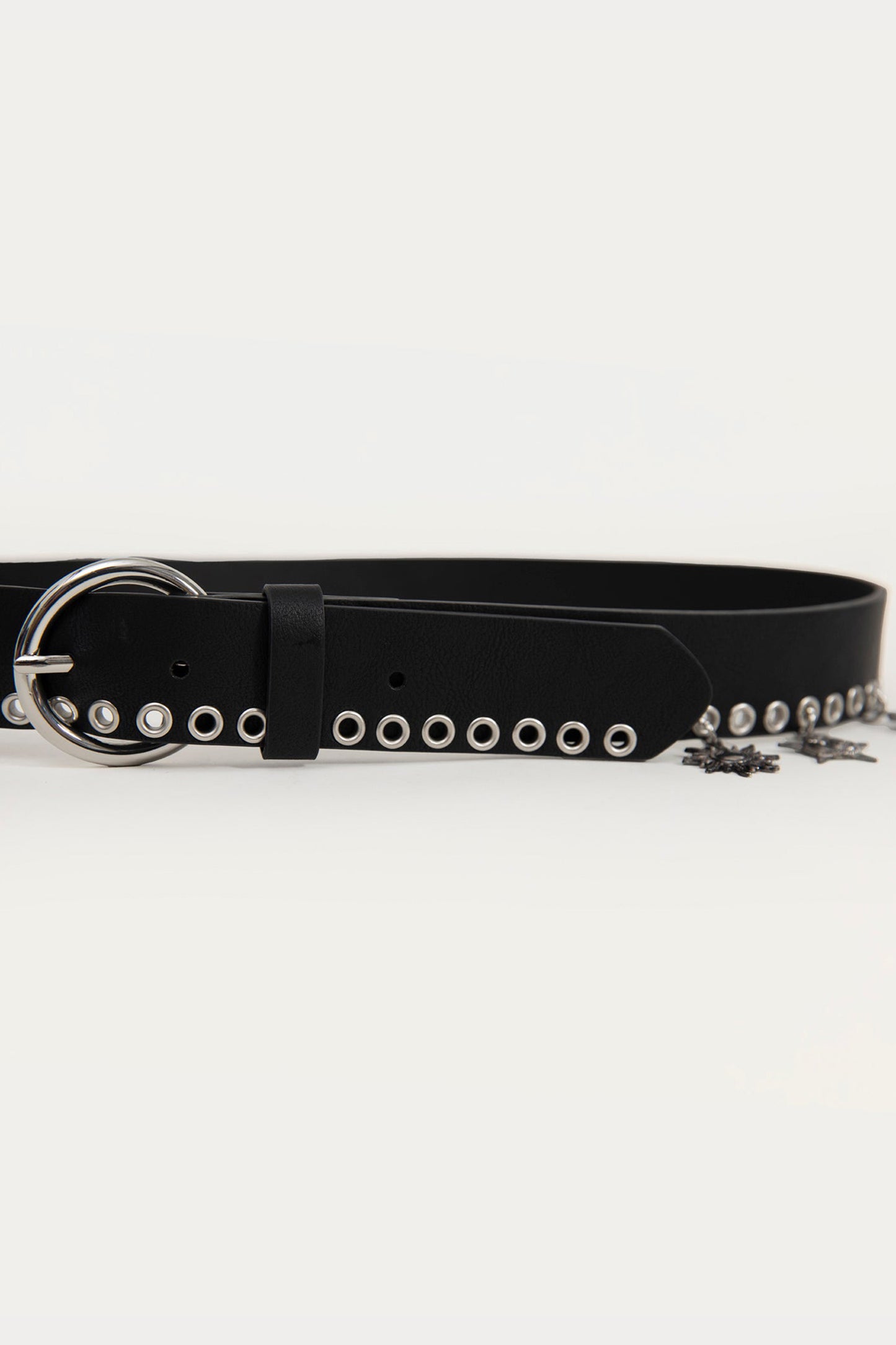 Grommet Faux leather Belt with Hangings