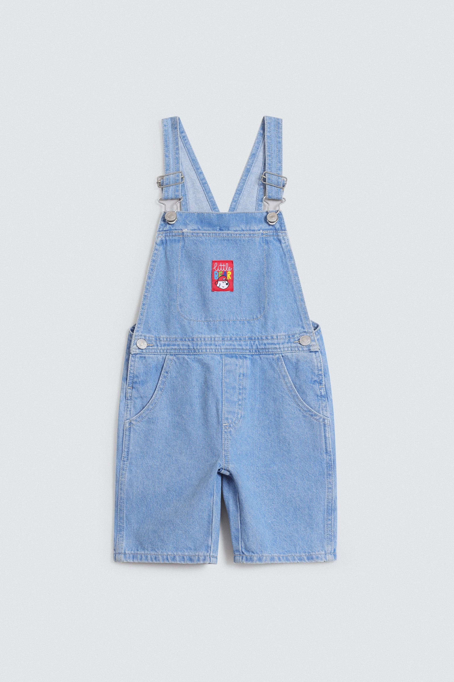 Denim Dungaree With Label Patch – Outfitters