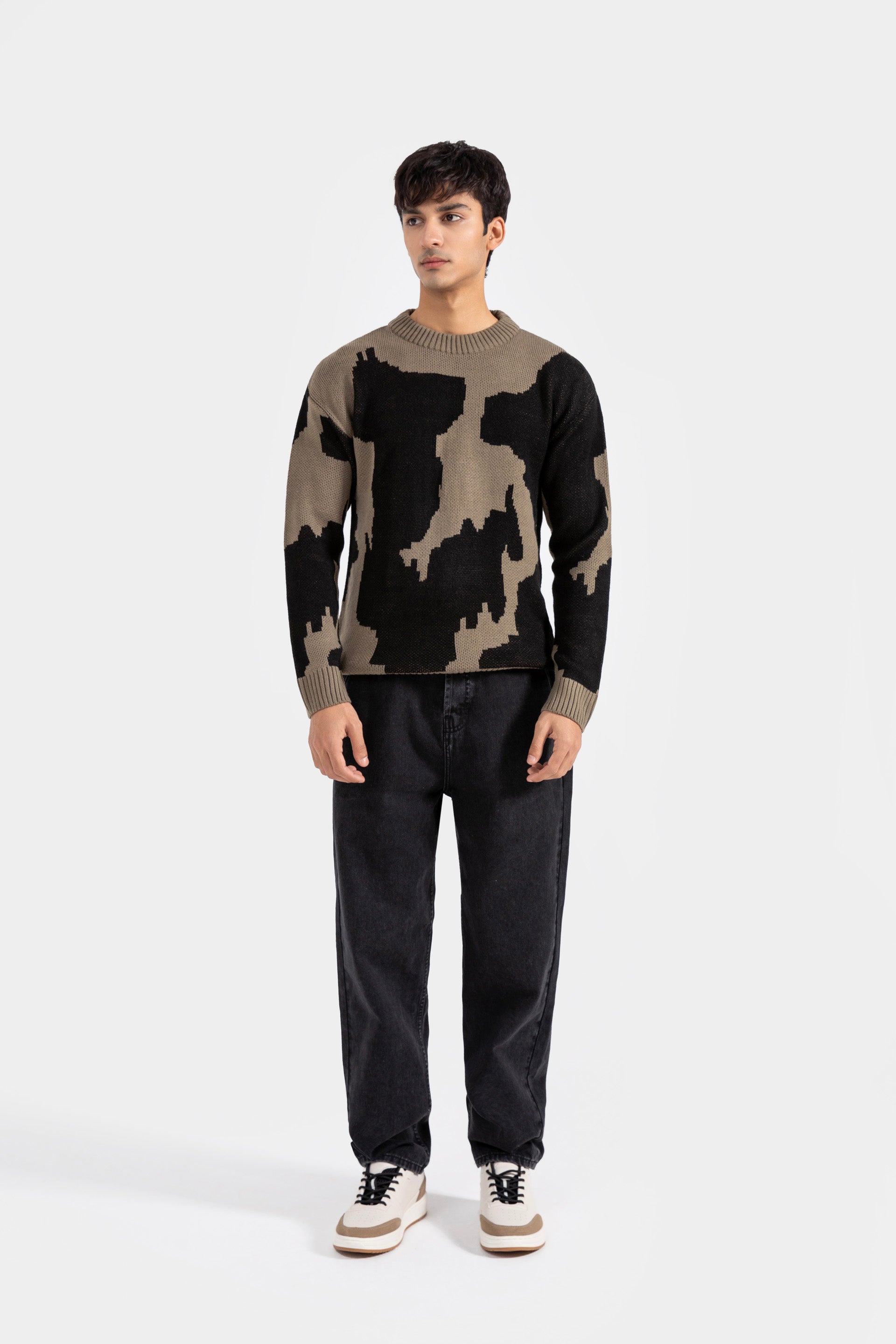 cow-hide texture knit sweater