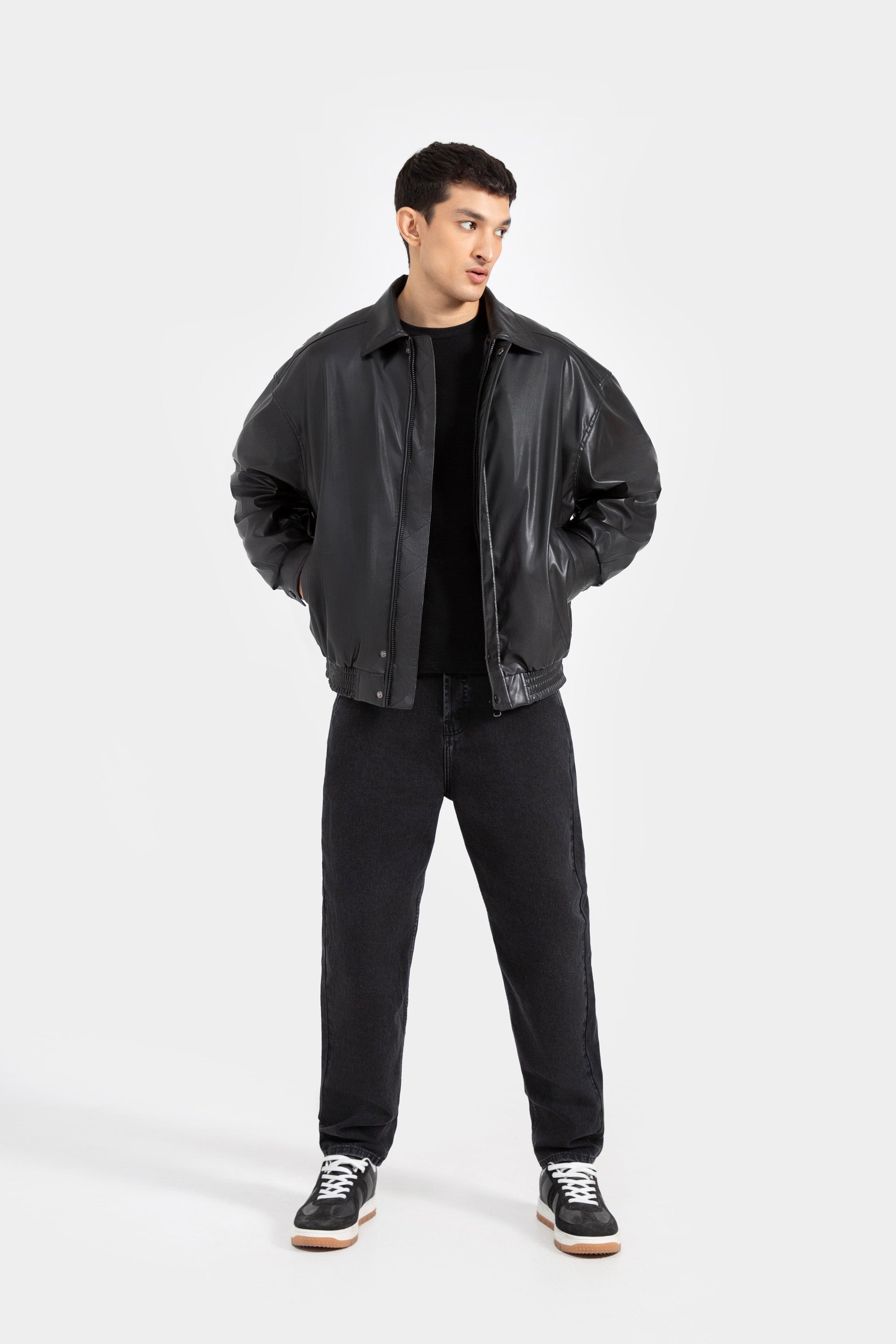 Faux leather oversized jacket