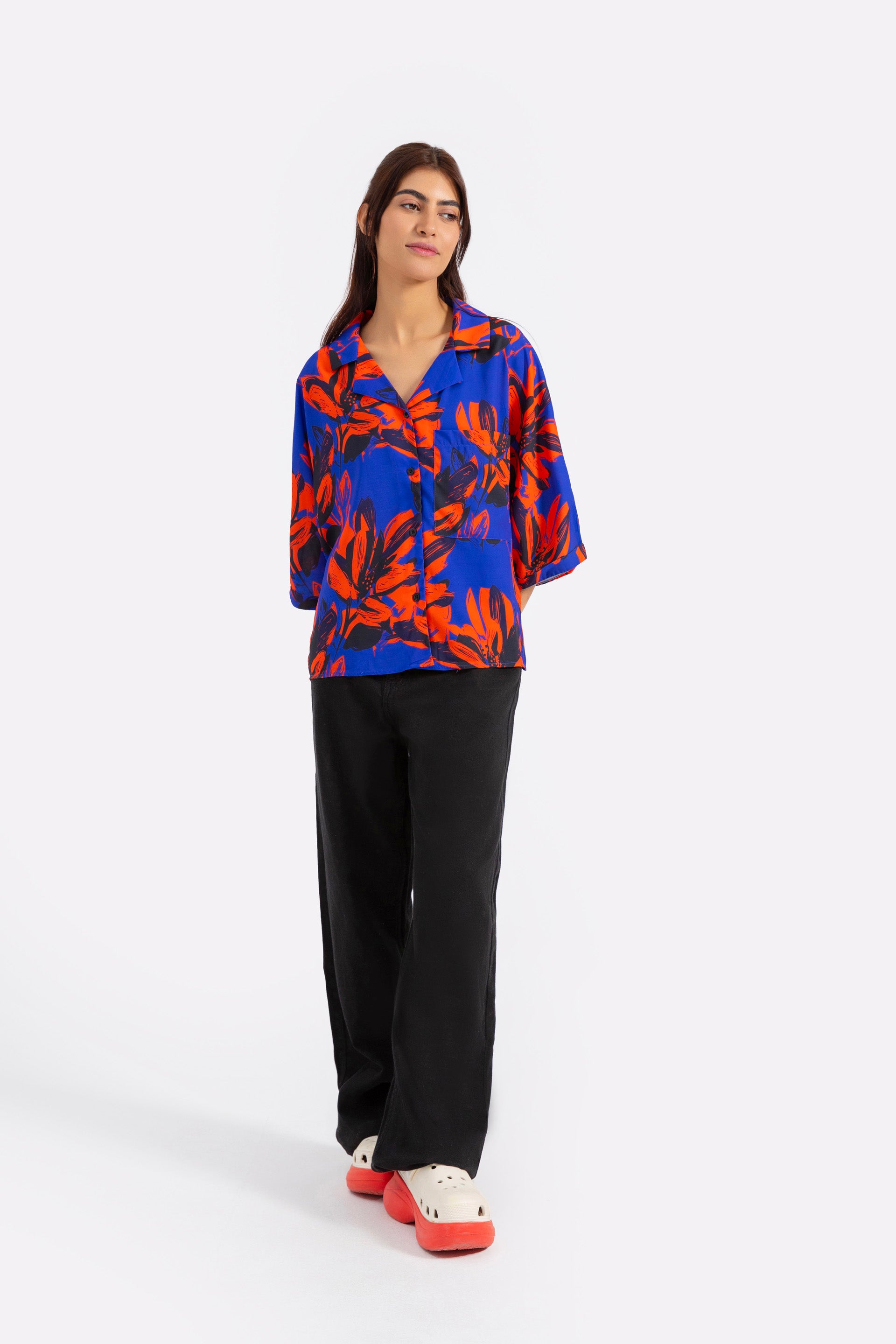 Tropical Print Viscose Shirt