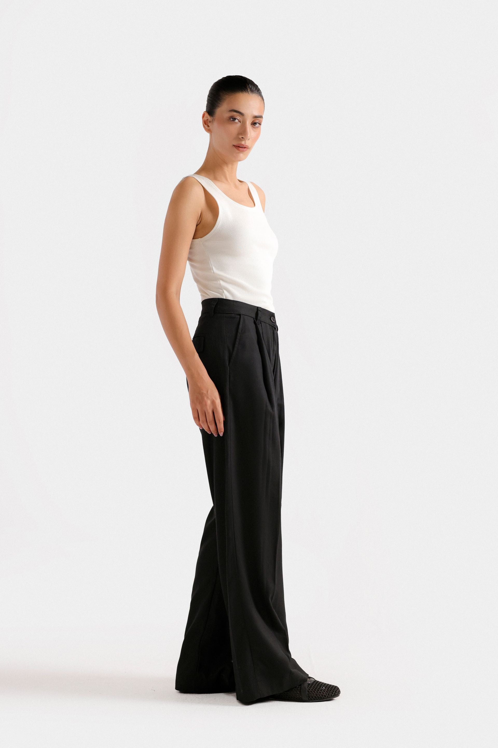 Pleated Wide Leg Trousers