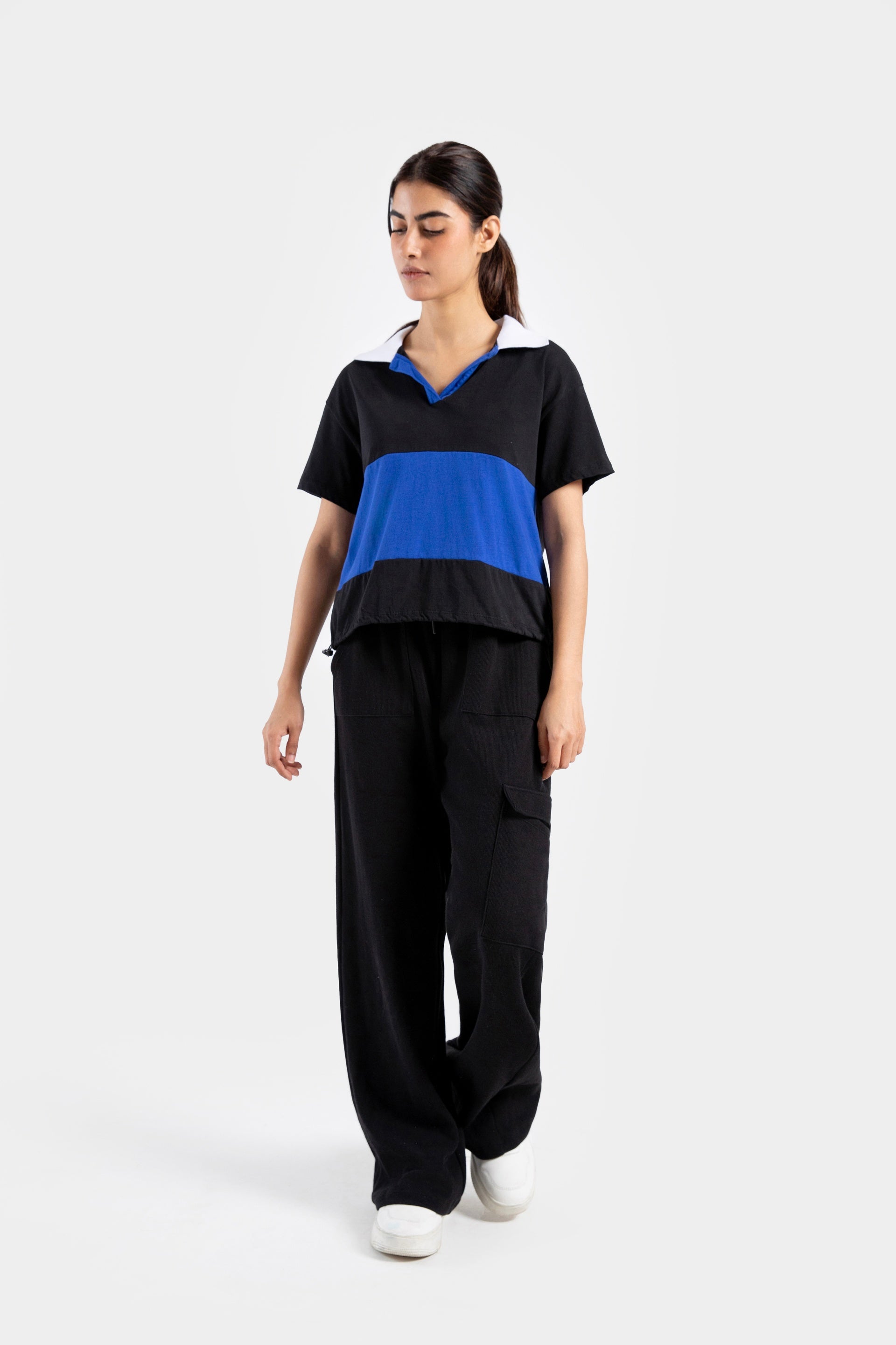 Super Cropped Polo with Elasticated Hem
