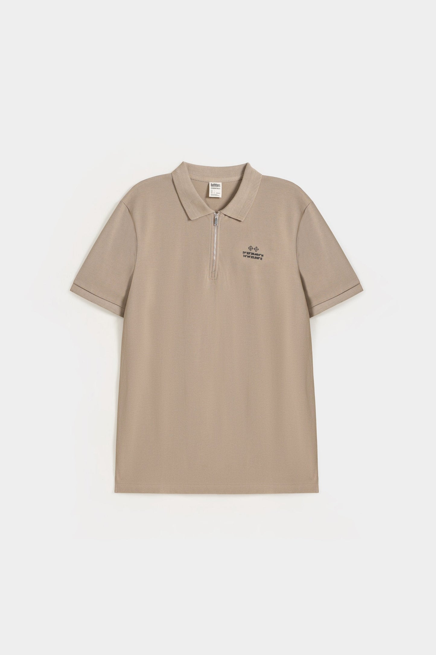 Zipper Polo With Jacquard Collar Shirt