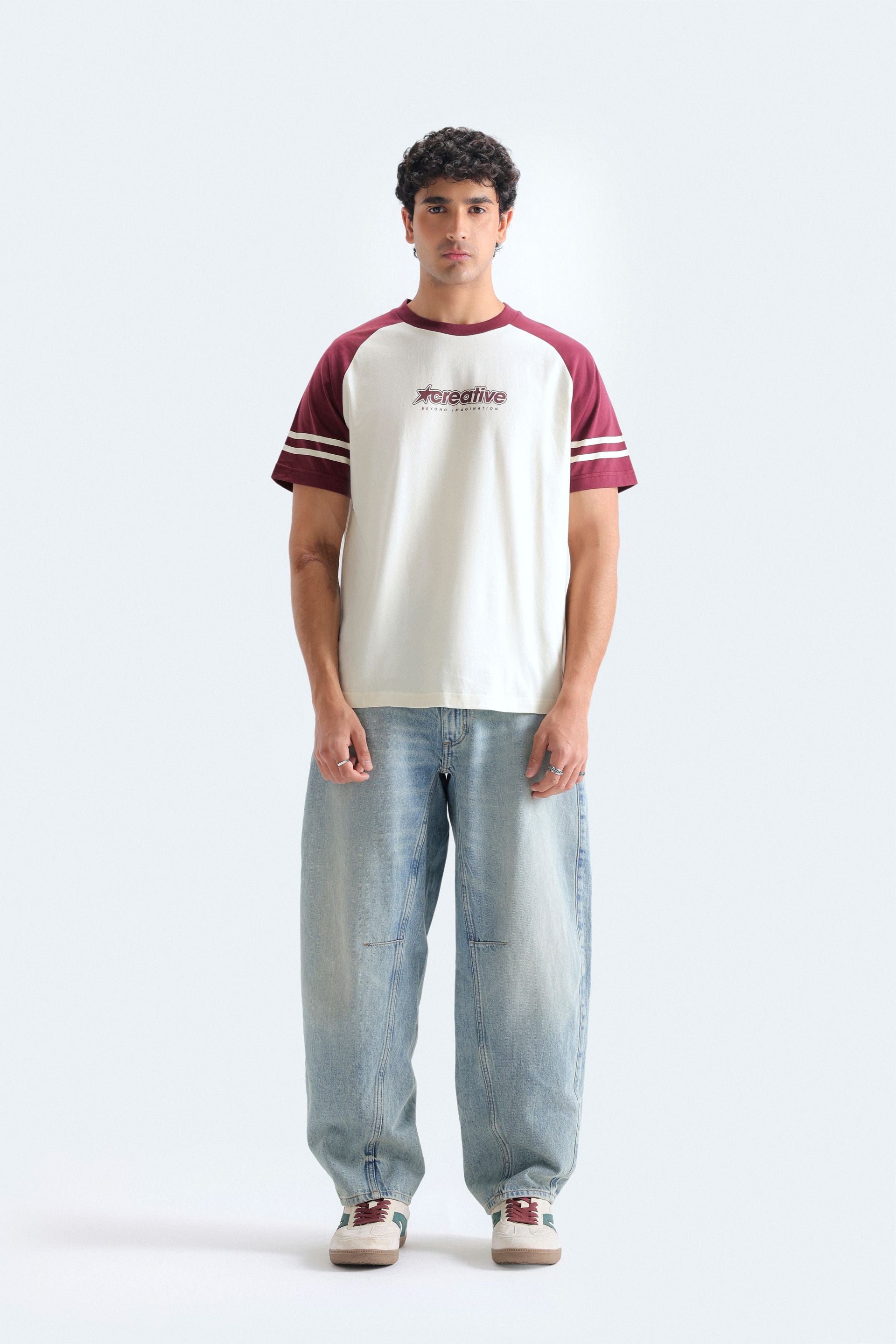 Color Block Slogan Print T-Shirt price in Pakistan
