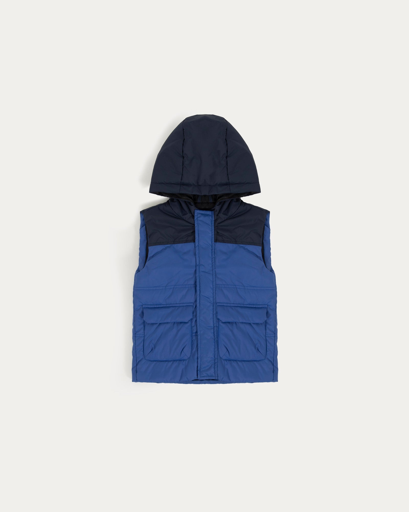 Puffer Hooded Sleeveless Vest Jacket with Front Pockets