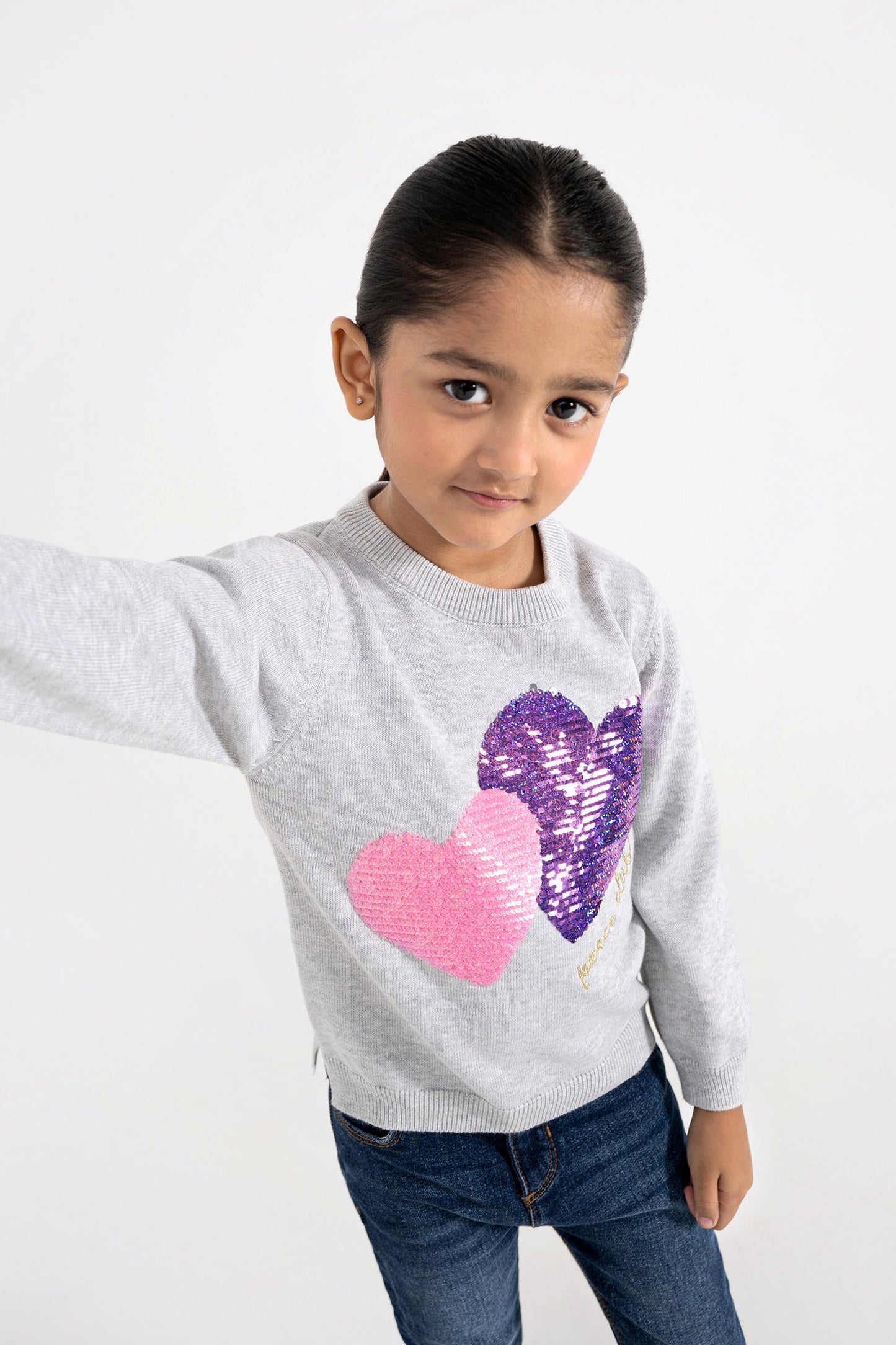 Sequins Embellished Heart Sweater