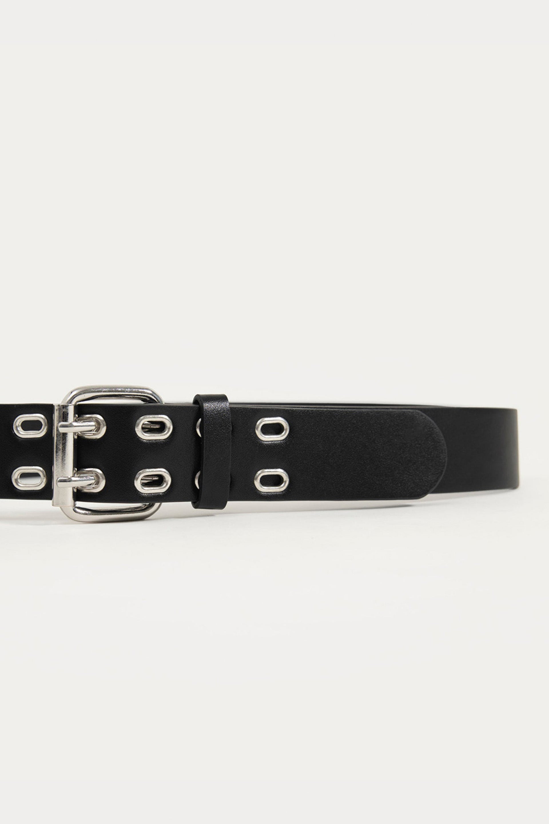 Faux Leather Oval Grommet Belt