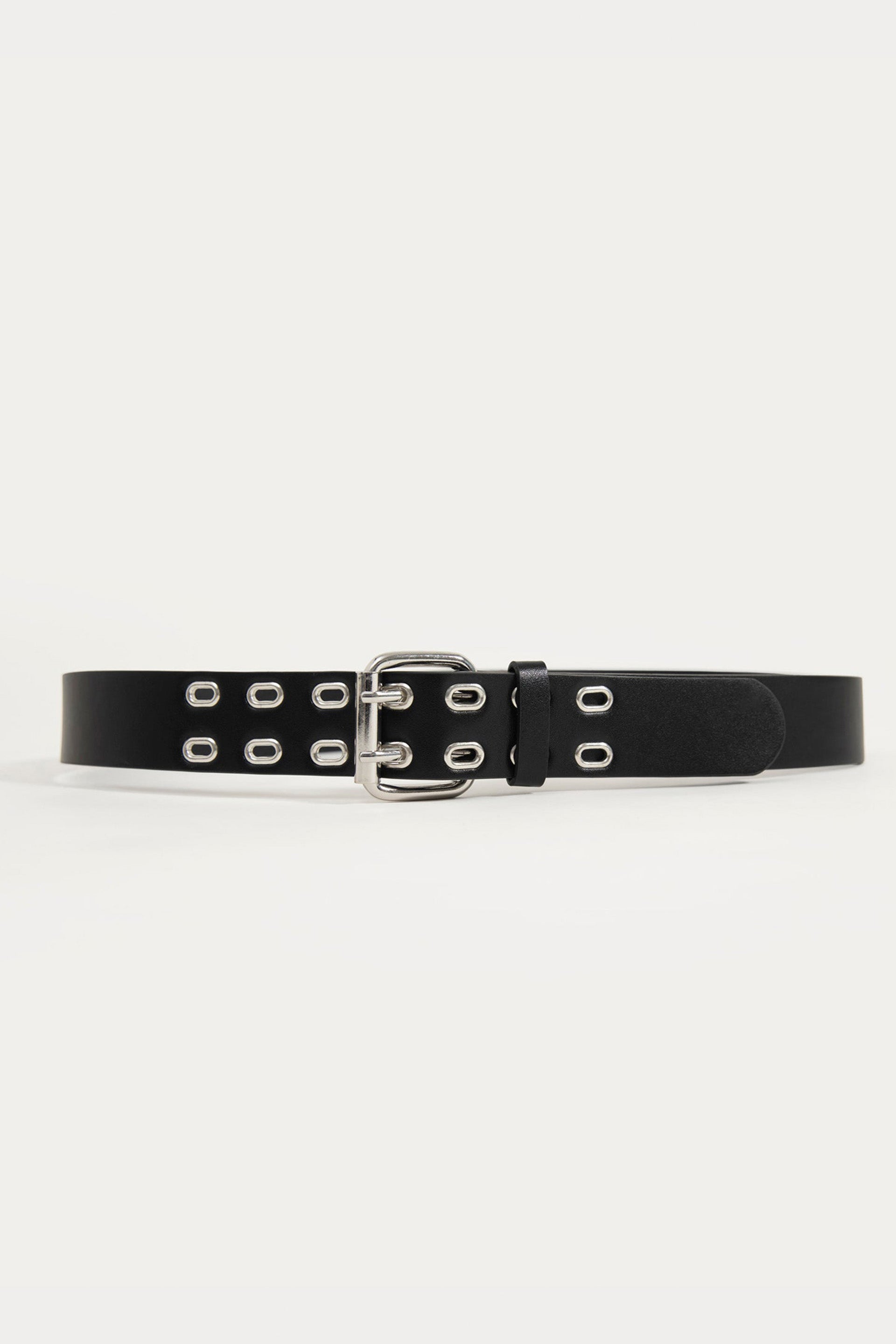 Faux Leather Oval Grommet Belt