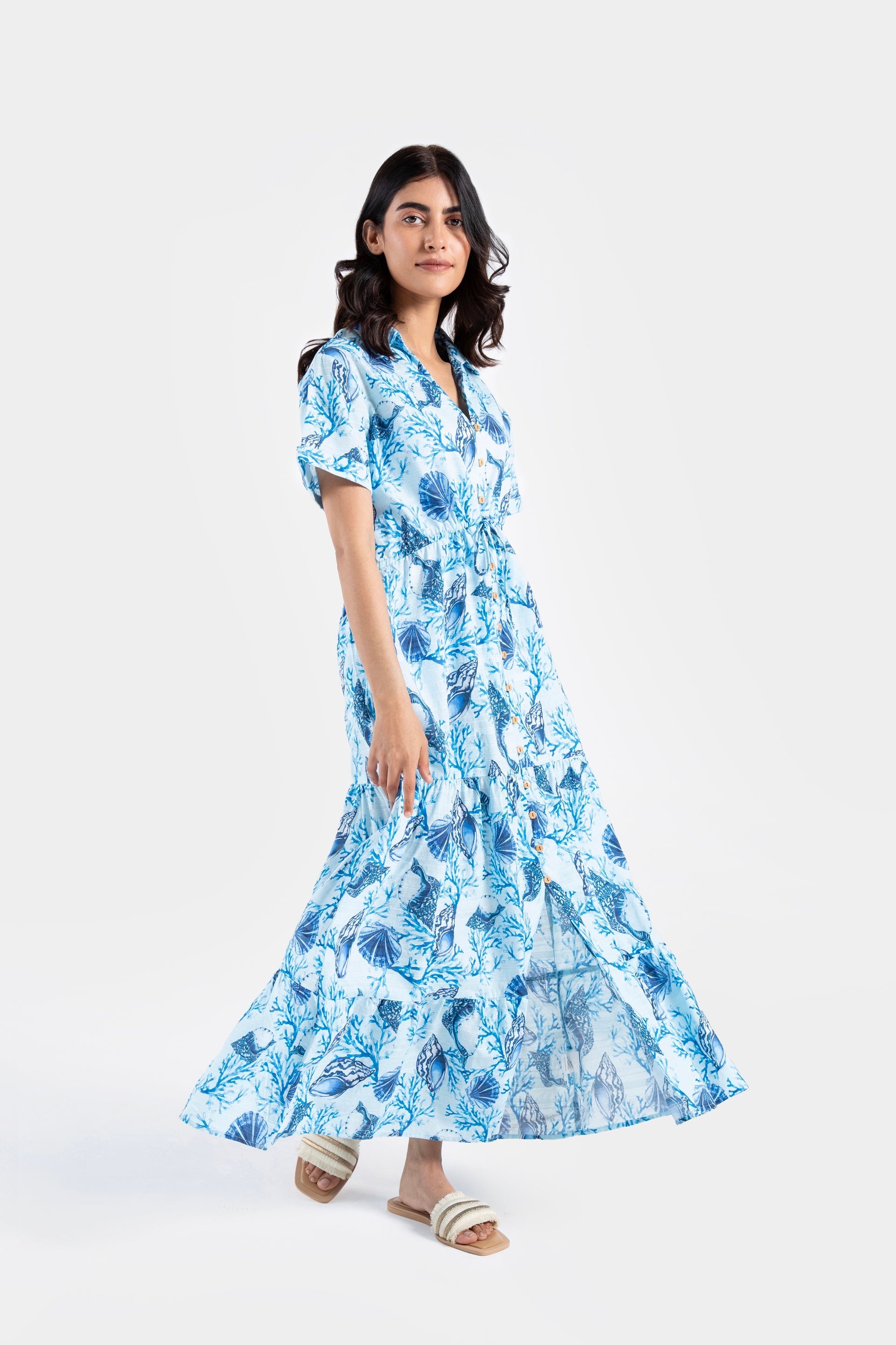 All-Over Print Tier Paneled Dress