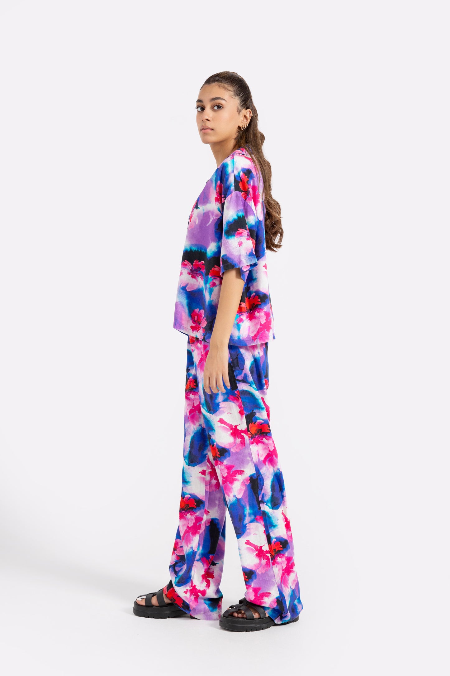 Watercolor floral printed suit