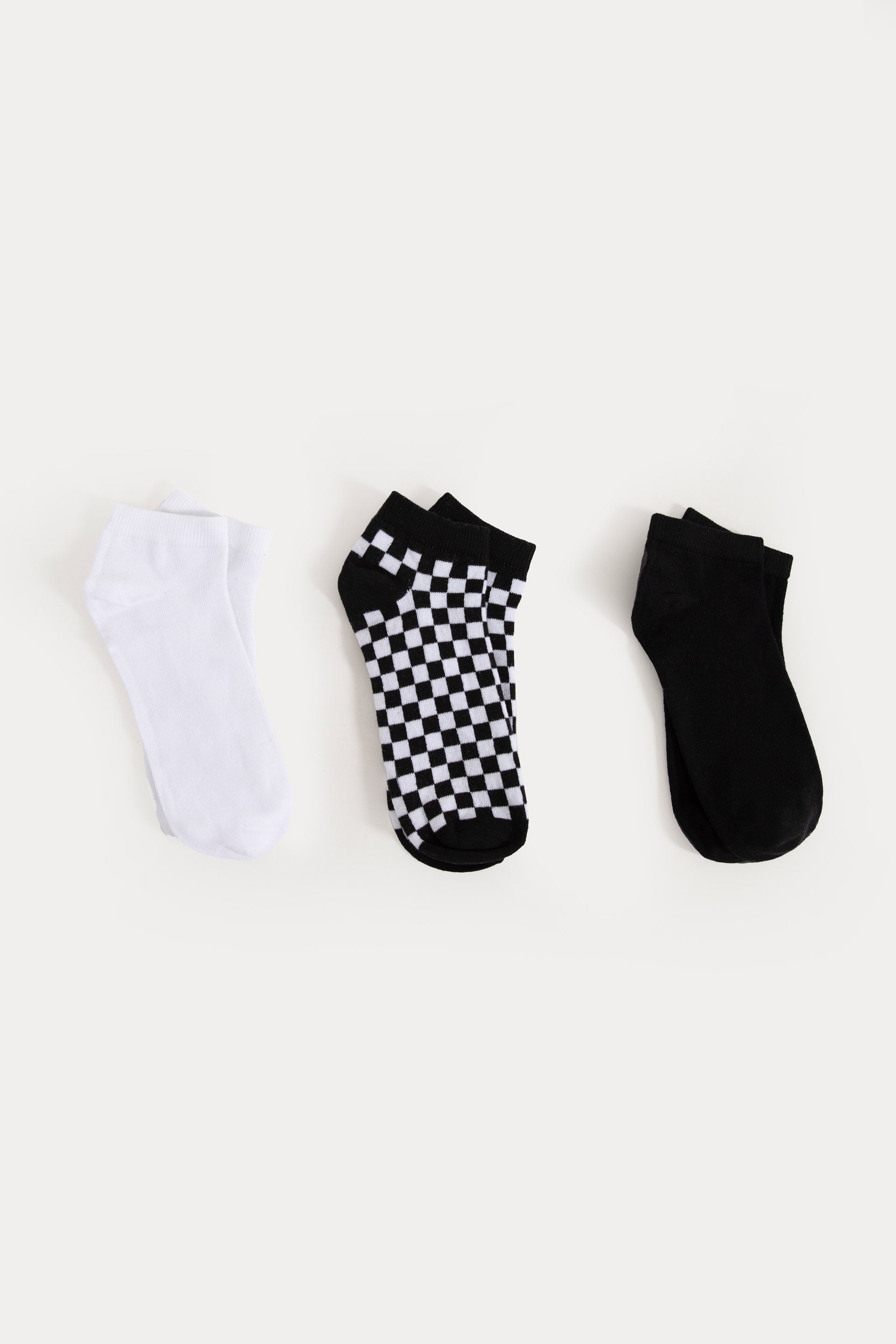 Pack Of 3-Solid& Checkered Socks