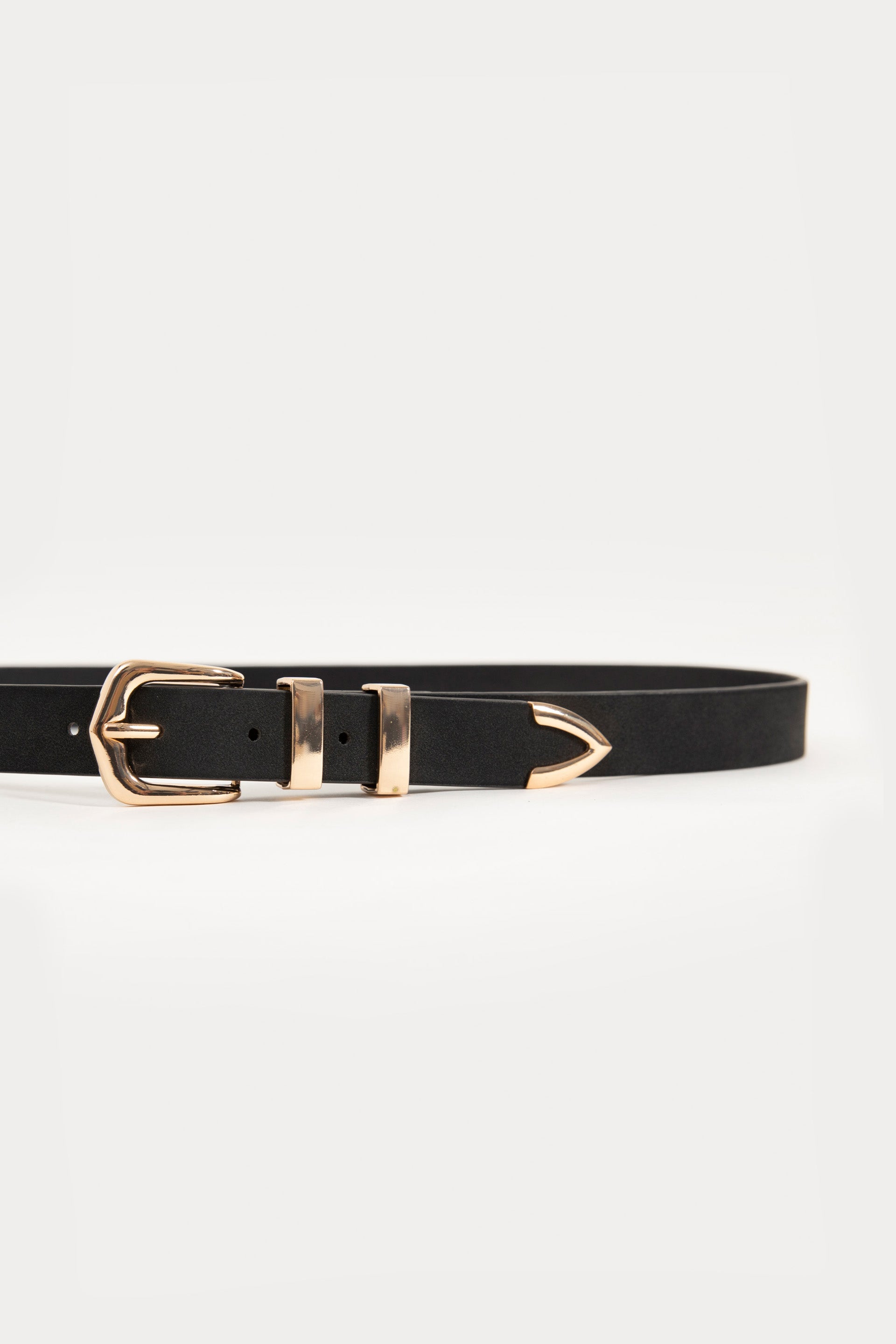 black faux leather belt