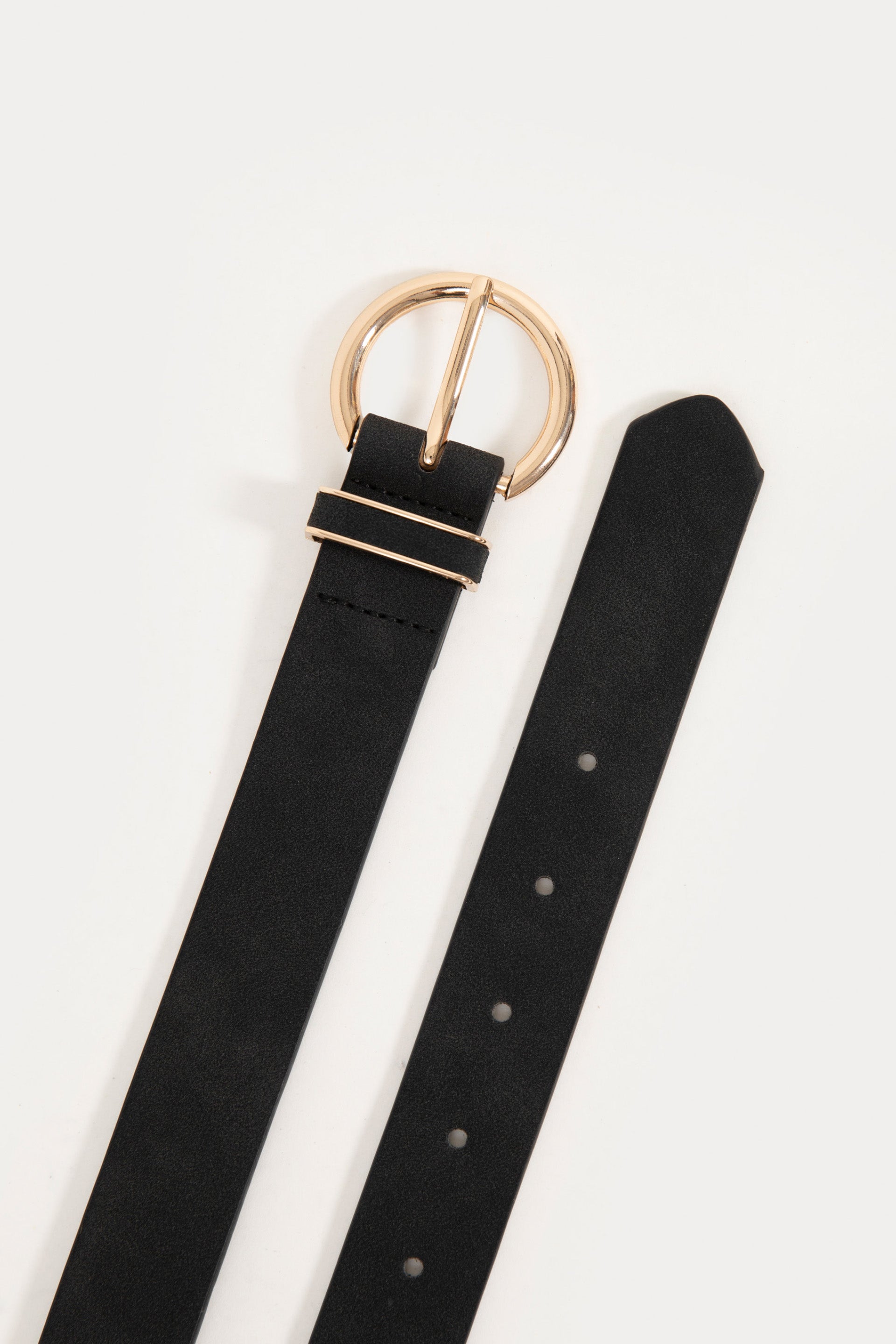 round buckle faux leather belt