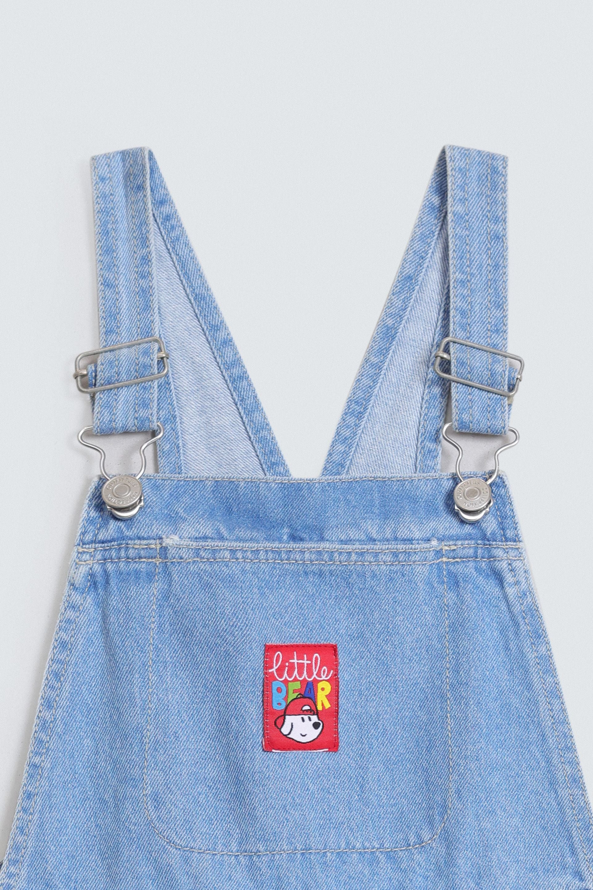 Denim Dungaree With Label Patch – Outfitters