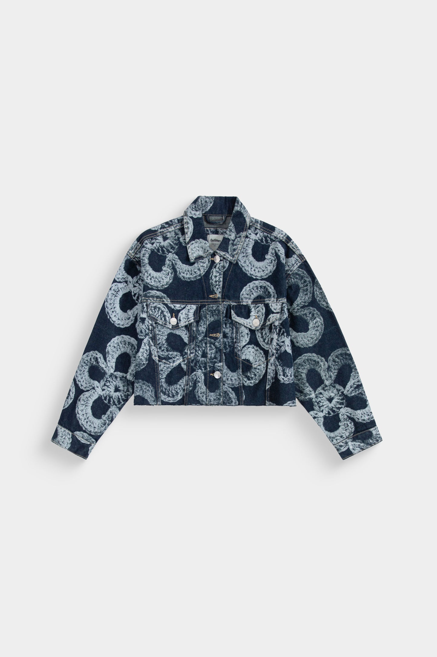 Printed Cropped Denim Jacket