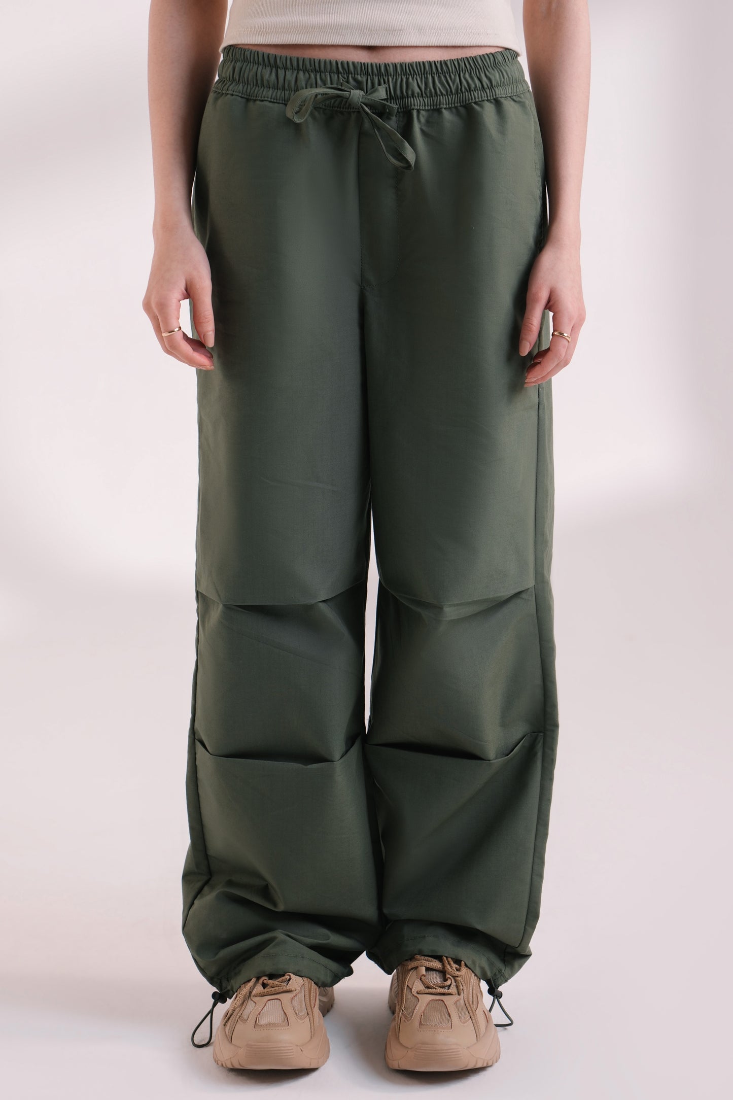 cotton trousers with elastic trims