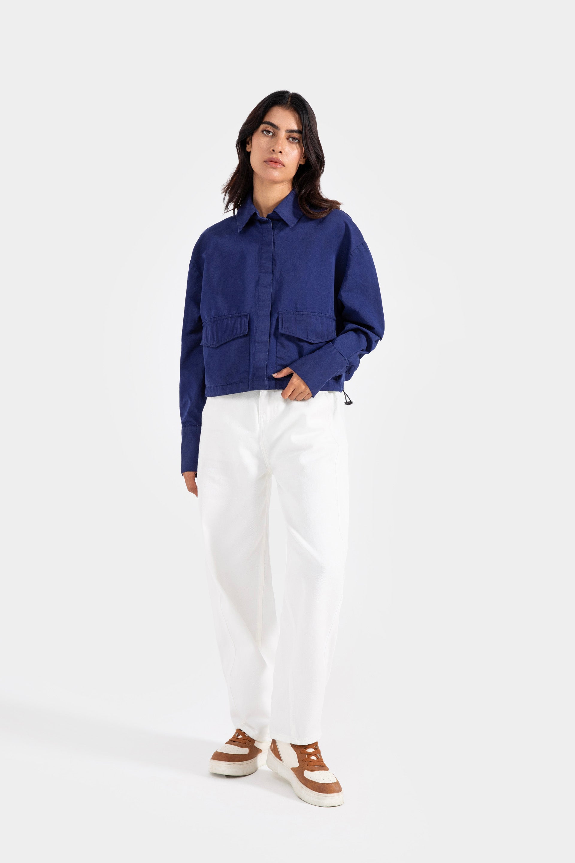 Cotton-Blend Cropped Shirt