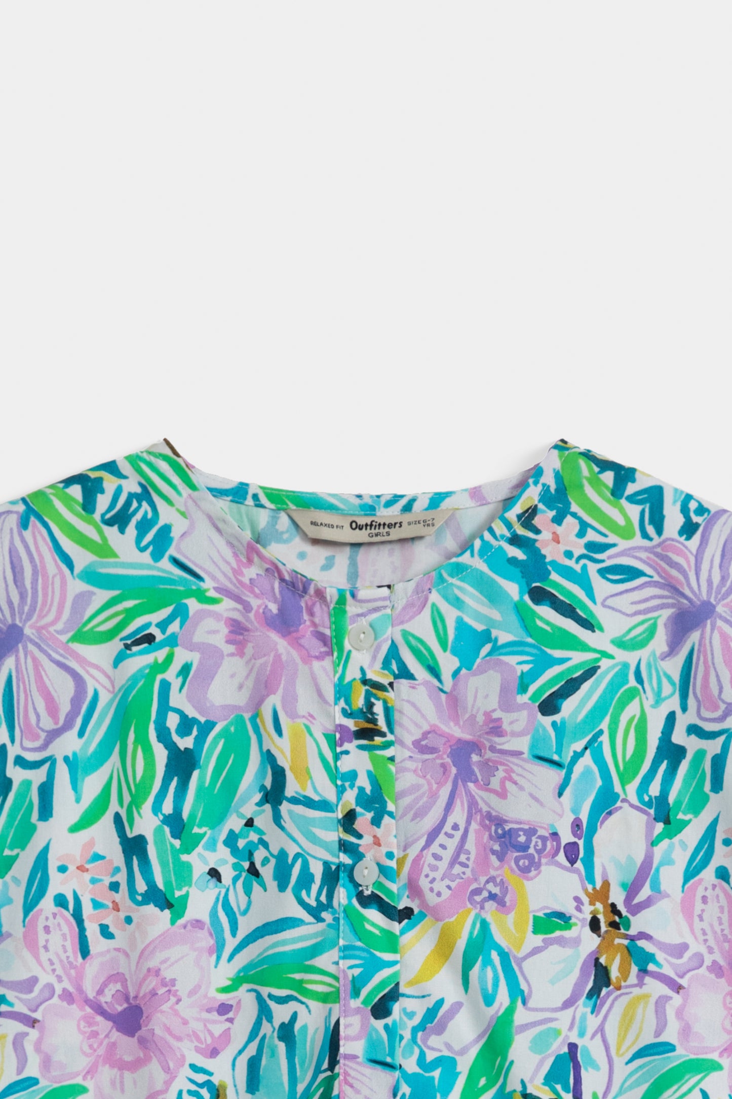 Floral Print Top With Elasticated Sleeve & Hem With Side Knots.