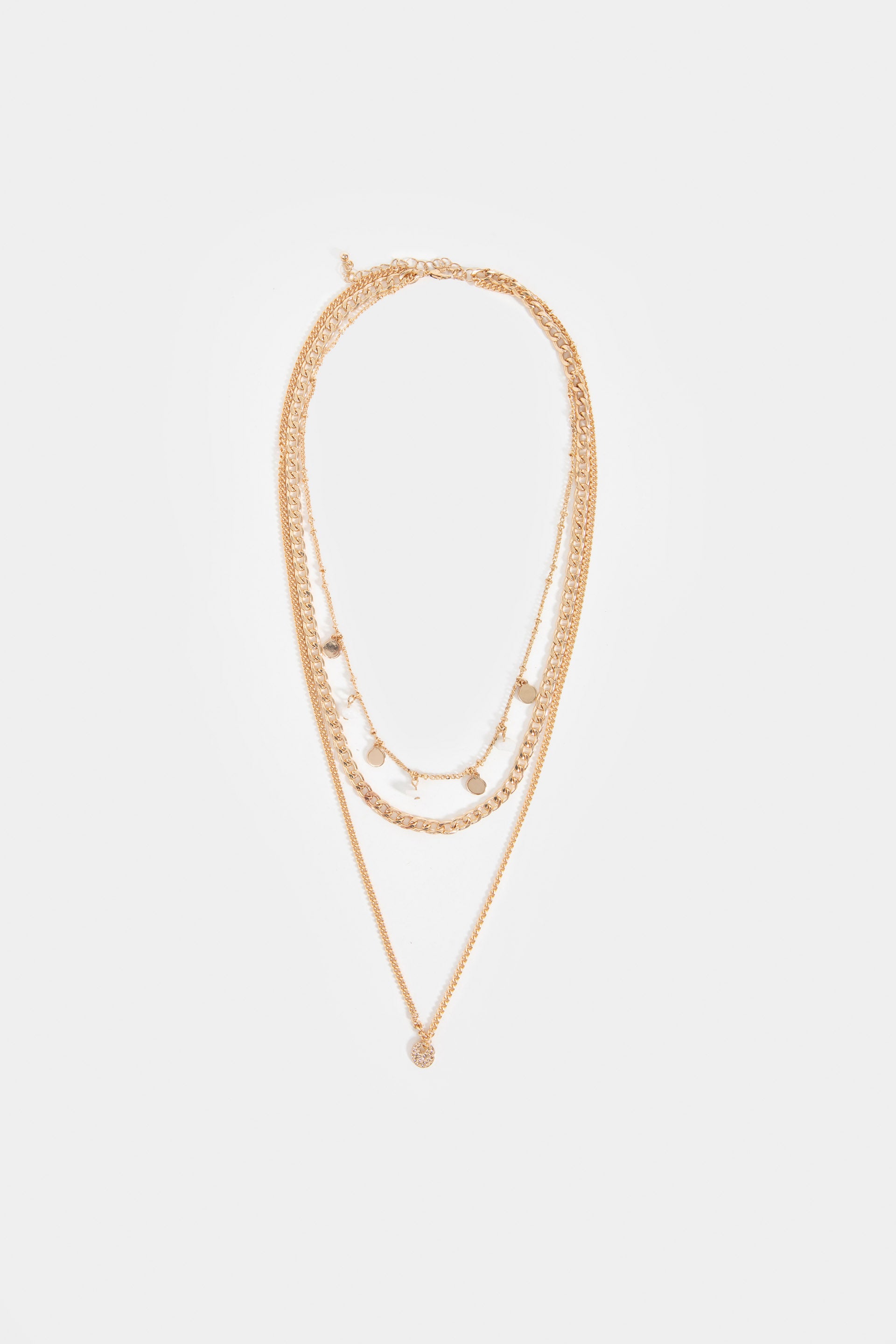 Triple Chain Necklace With Golden Finish