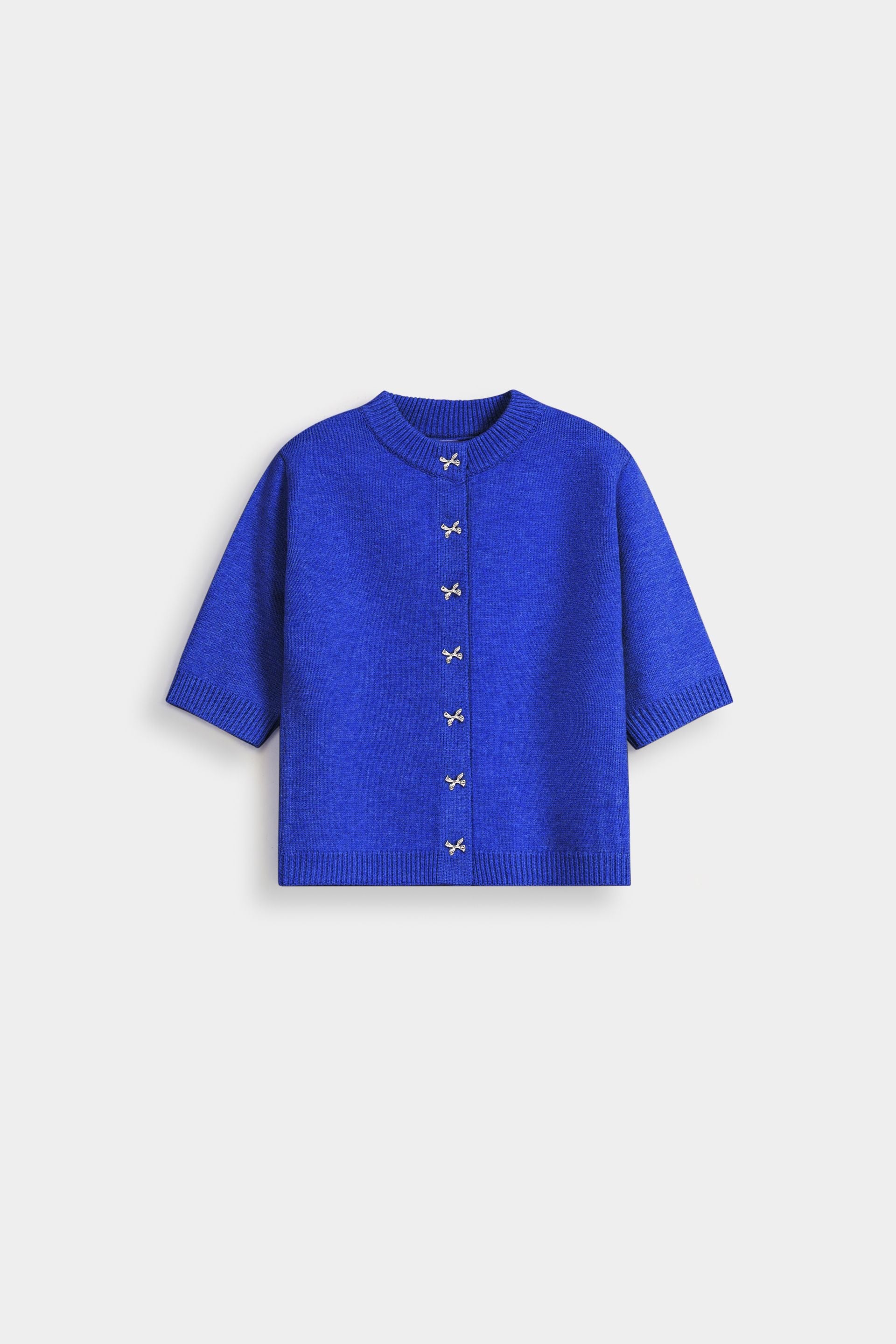 Cardigan With Embellished Bow Button