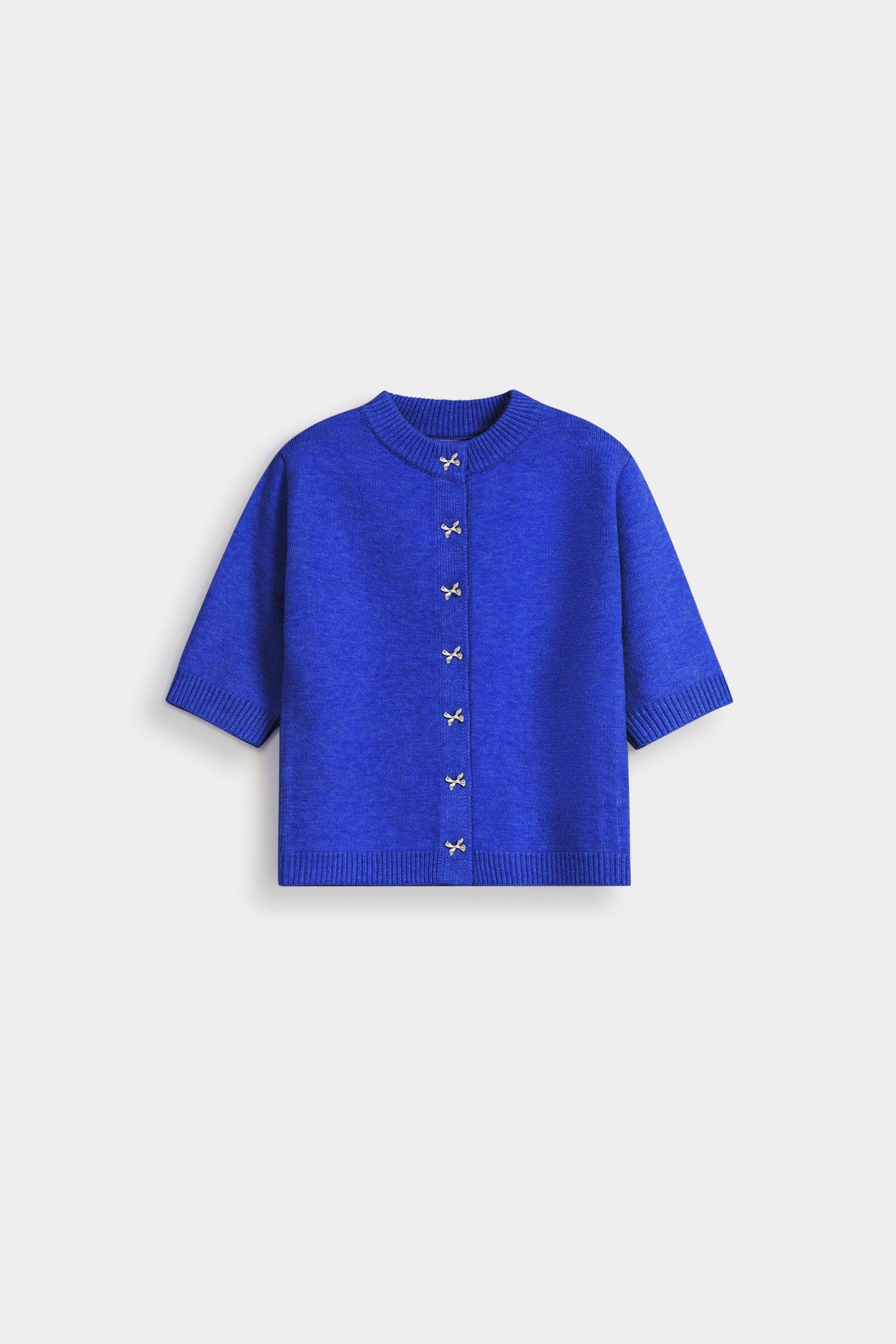 Cardigan With Embellished Bow Button