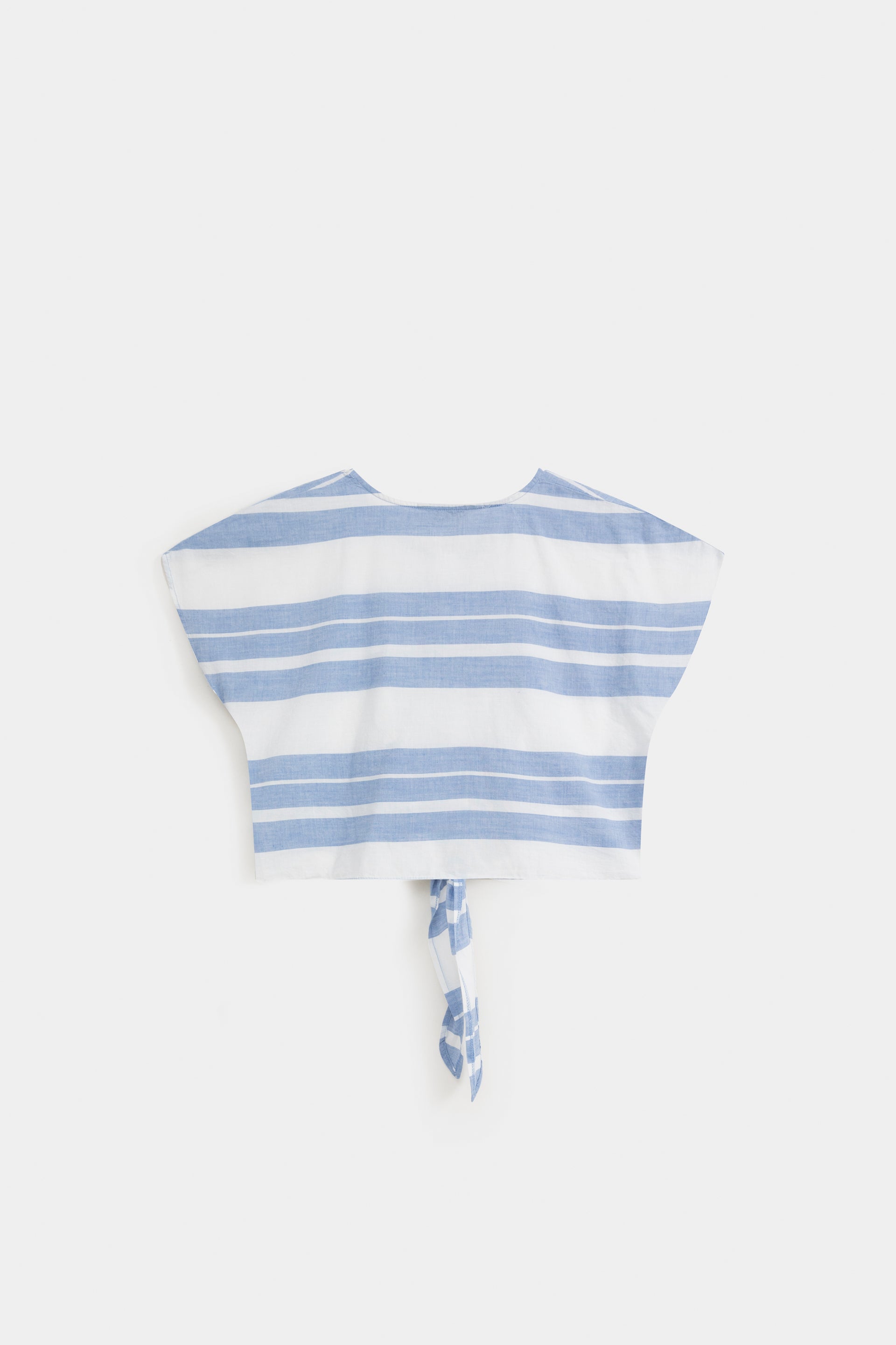 Batwing Striped Super Cropped Shirt With Draw cord