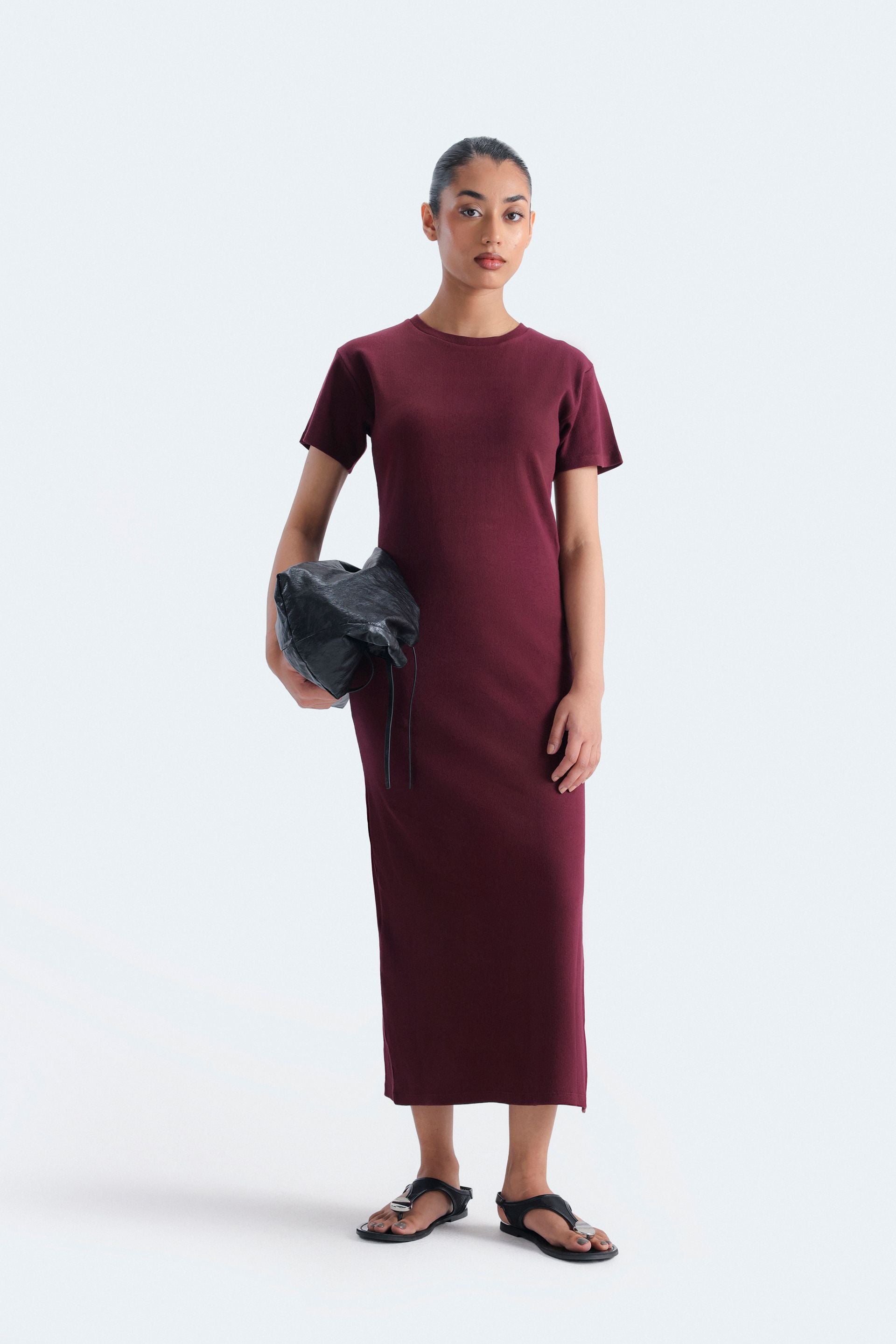 Ribbed Jersey Midi Dress