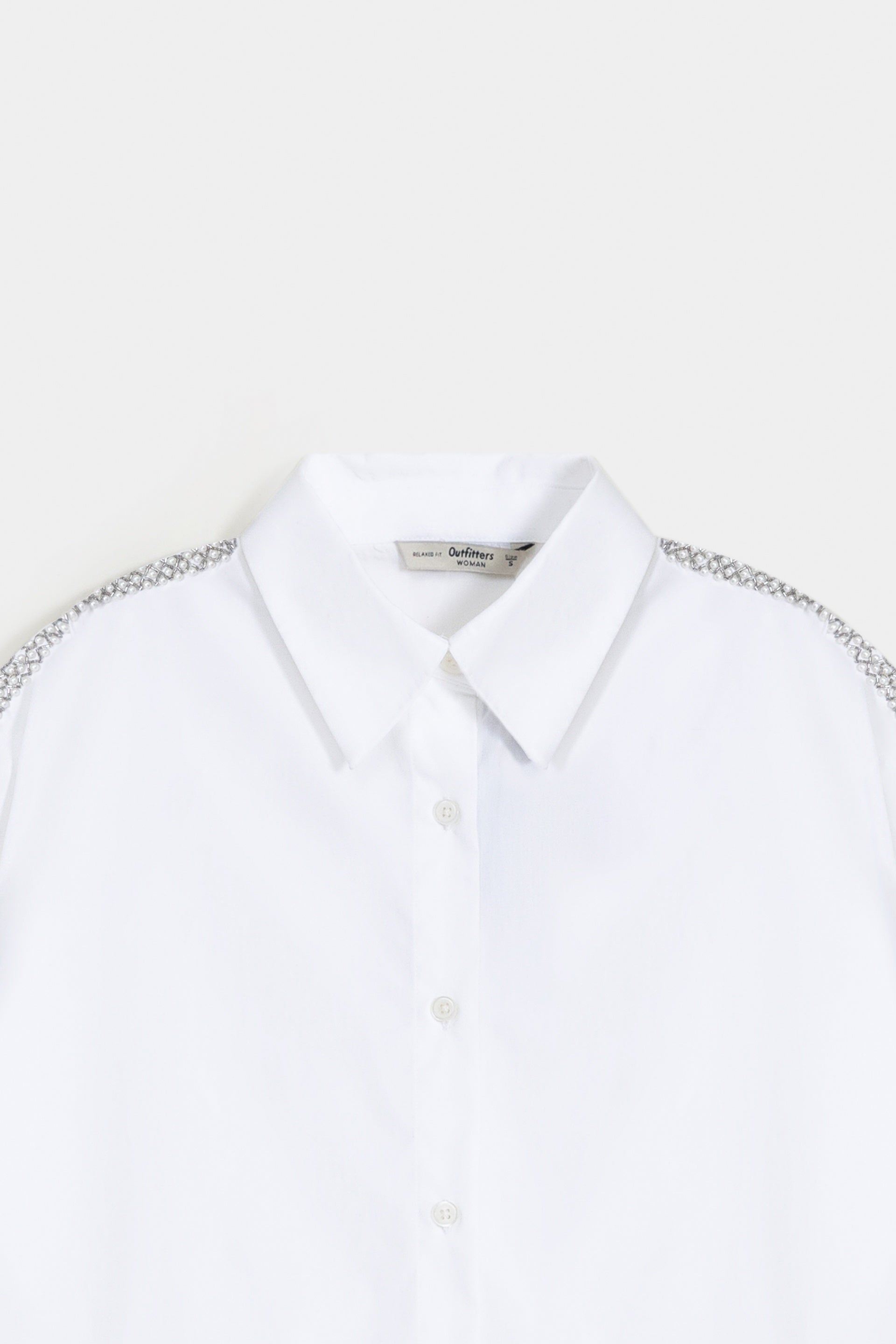 Poplin Shirt With Rhinestone Pockets