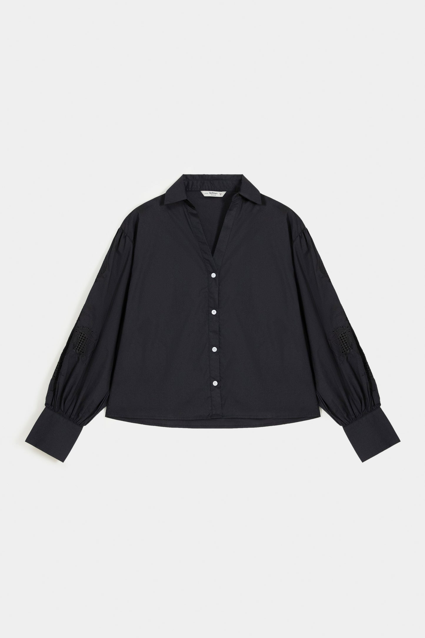 Button Down Shirt With Embroidered Sleeves