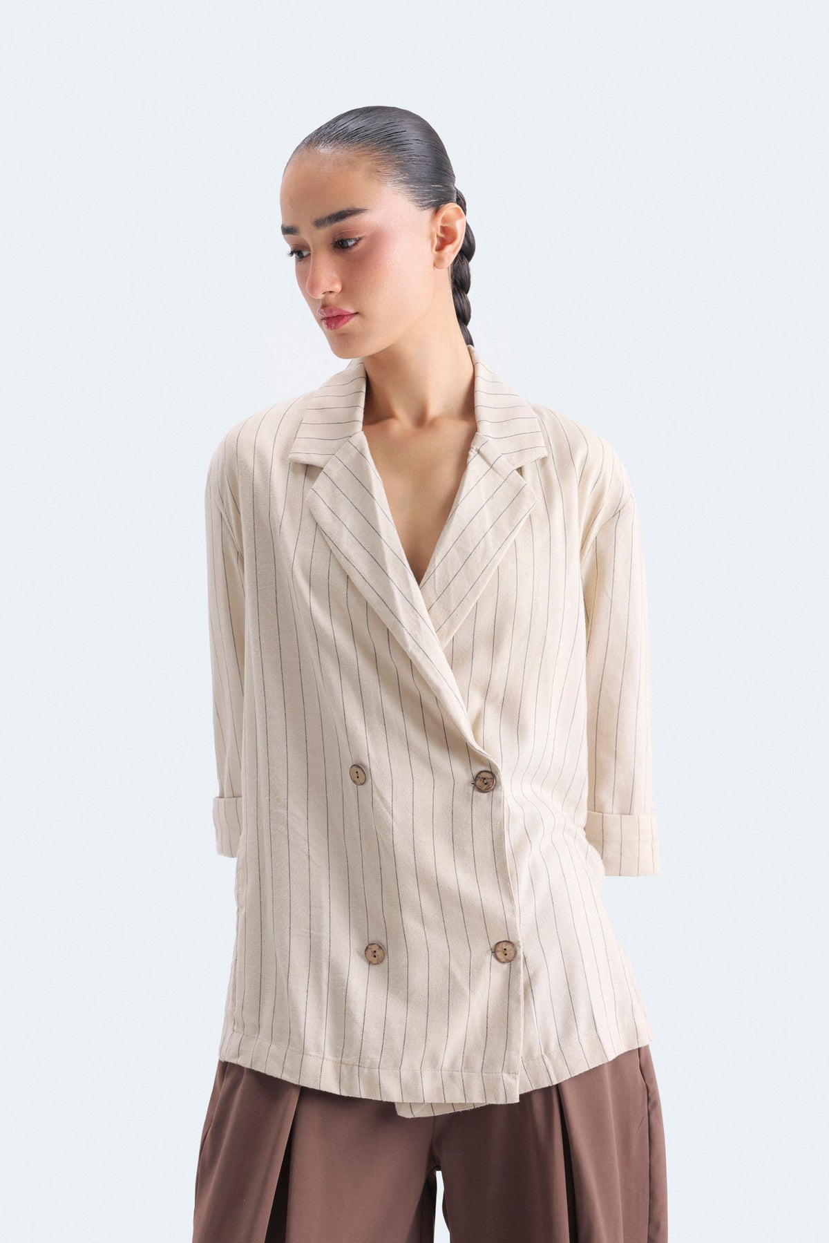 Striped Double Breasted Blazer