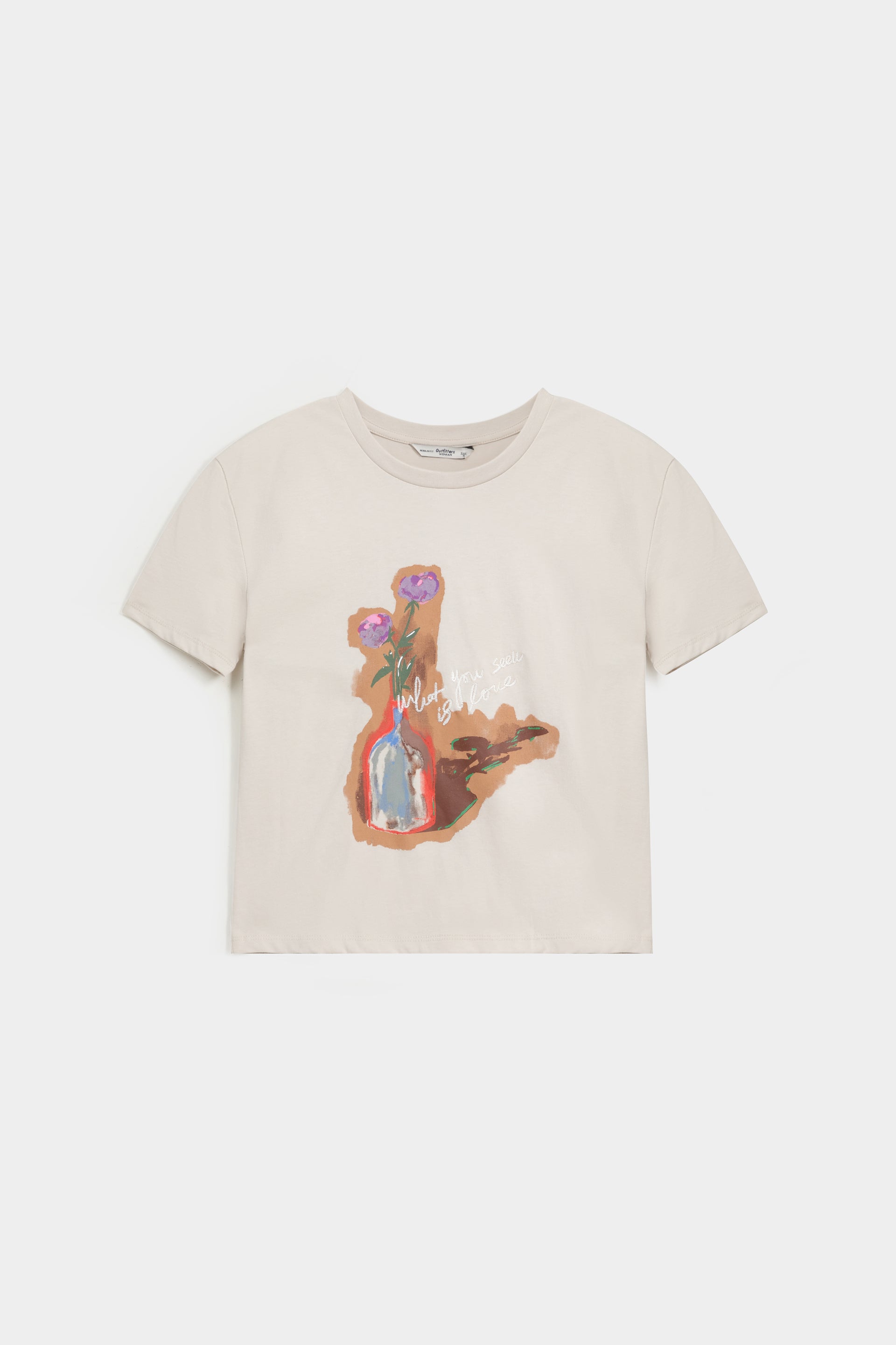 Art Embroidered Graphic Cropped T-shirt