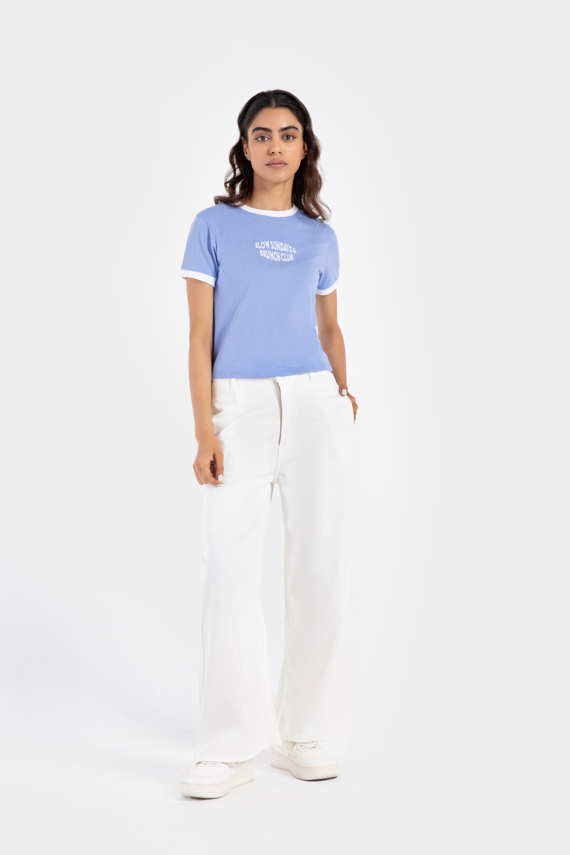 Statement Embroidered Super Cropped T-Shirt
