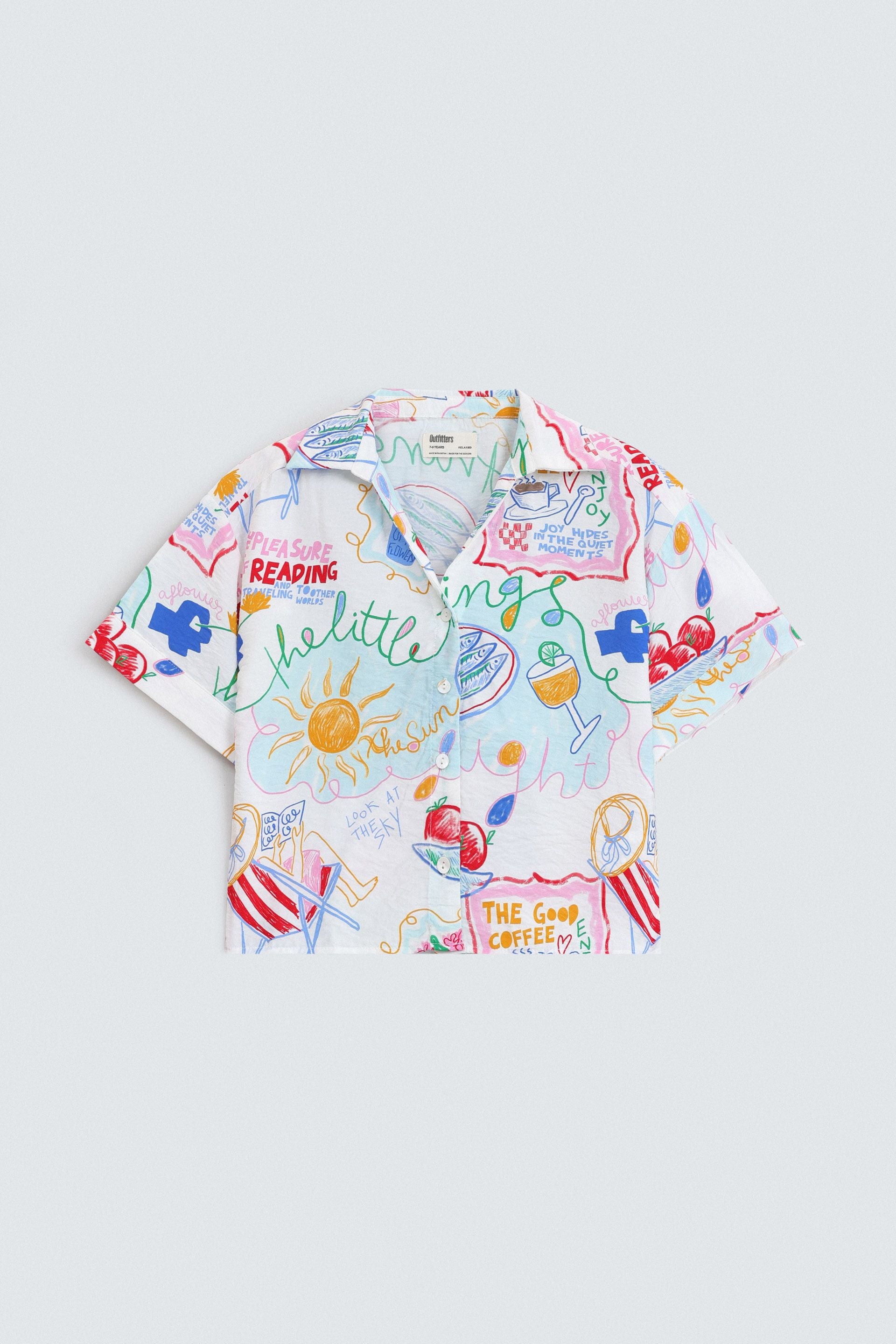 Cropped All-Over Print Shirt