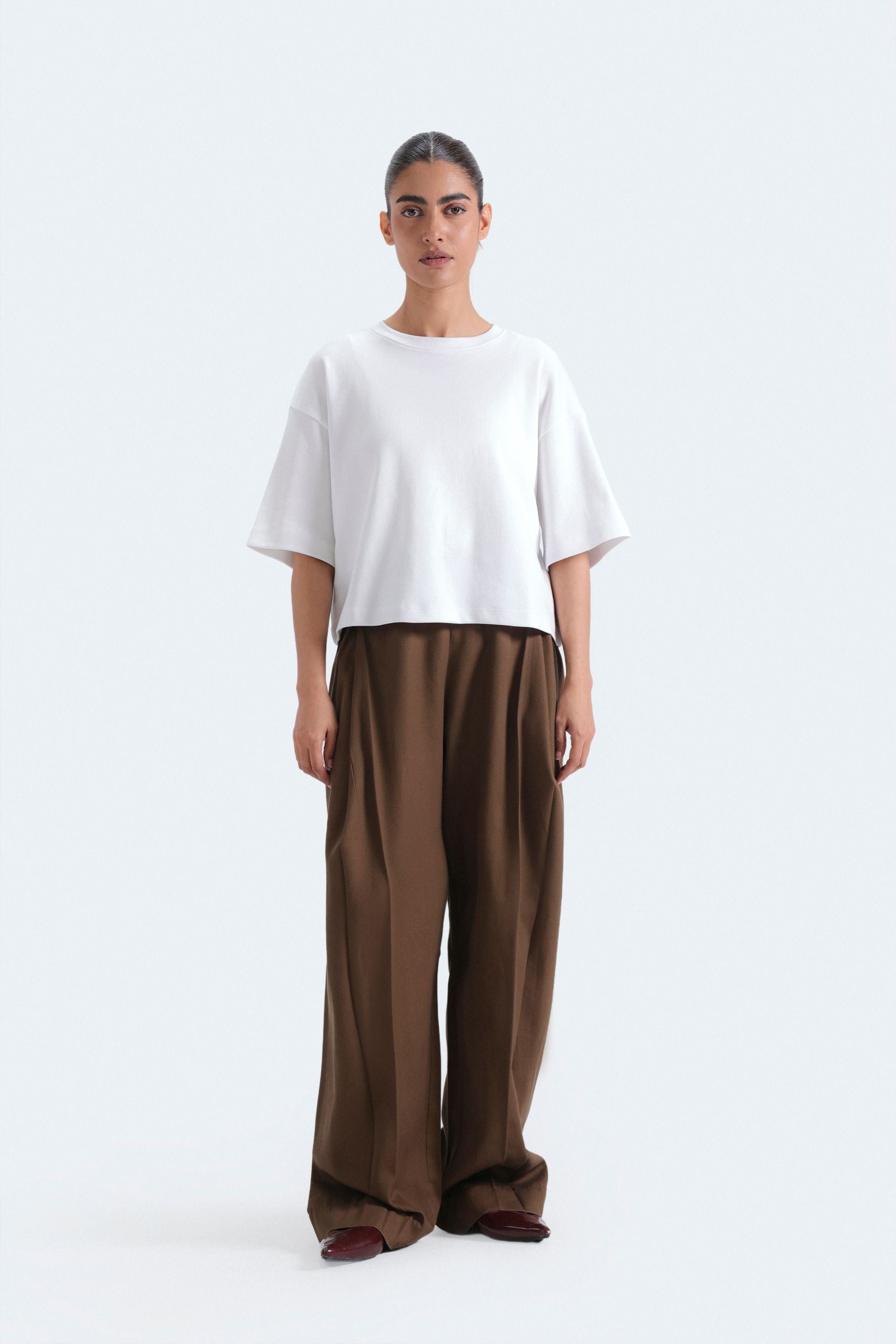 Balloon Fit Pleated Trousers