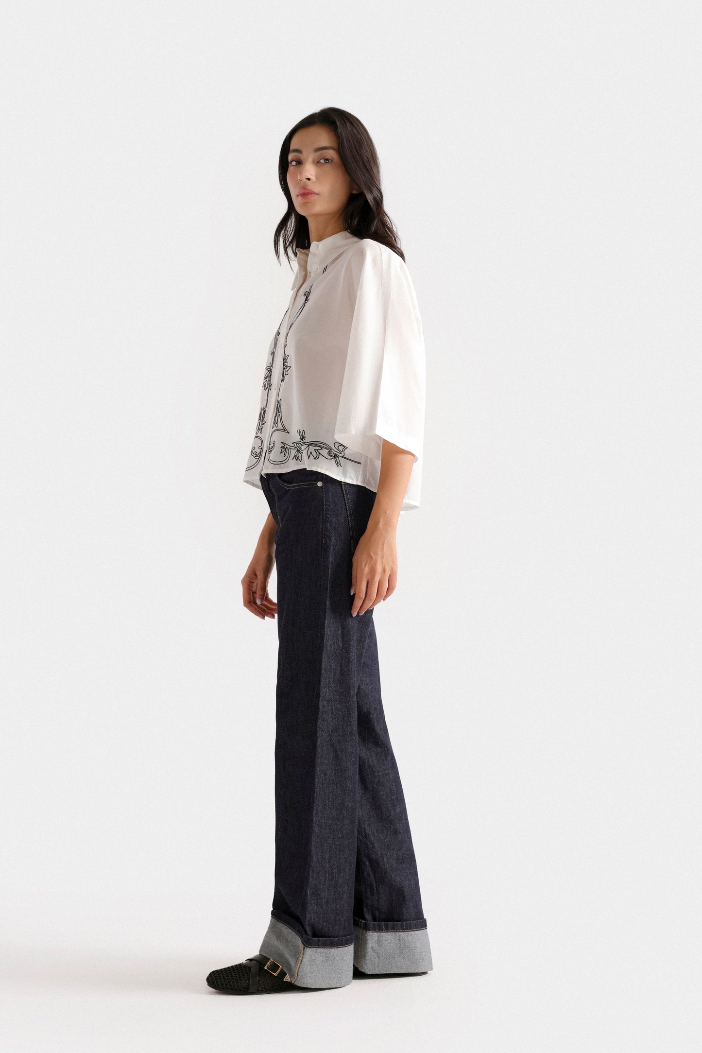 Wide Leg With Turned Up Hem