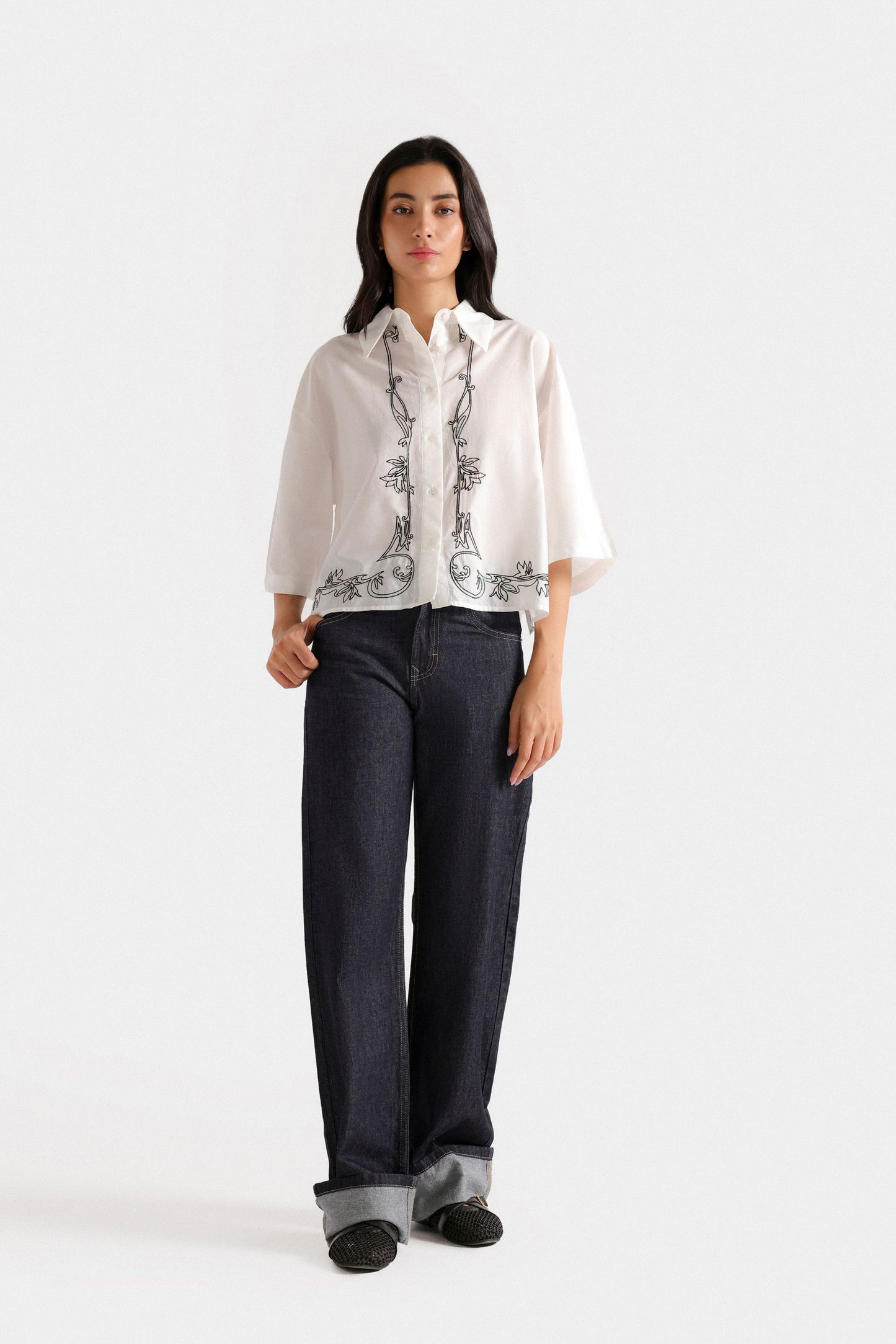 Wide Leg With Turned Up Hem
