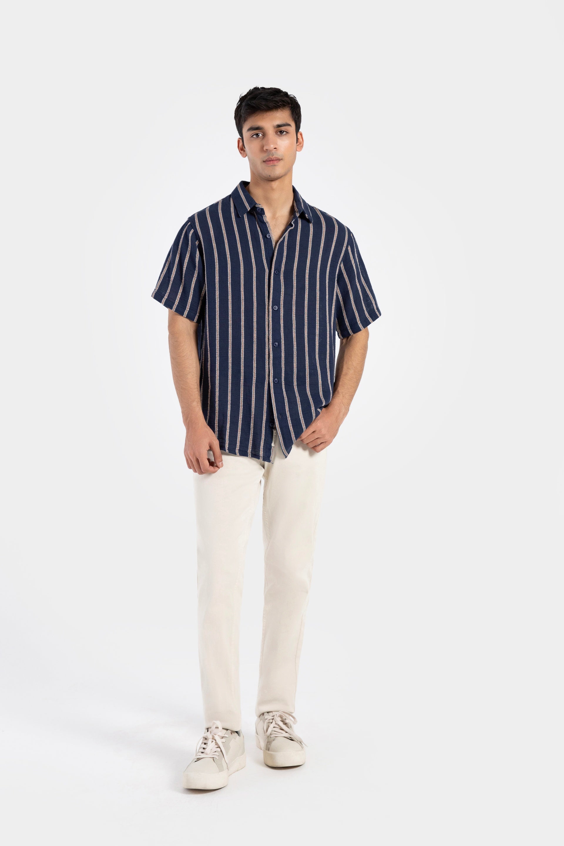 Textured Striped Resort Collar Shirt – Outfitters