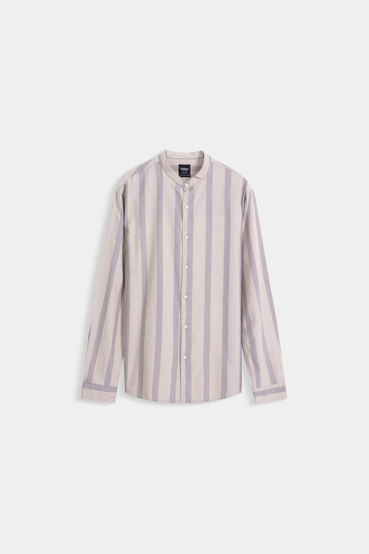 Mandarin Collar Striped Shirt