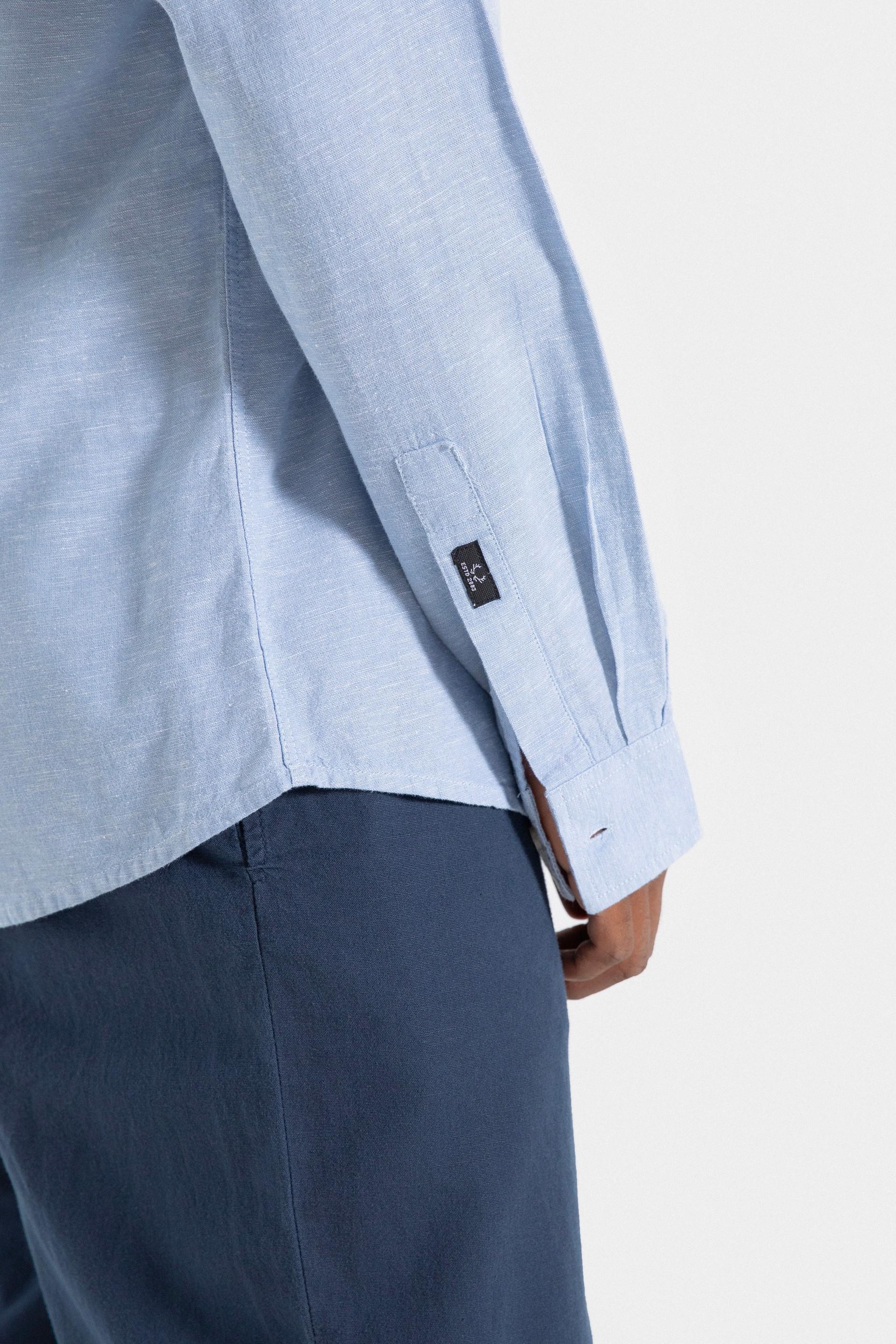 Cotton Linen Shirt with Pocket Detail