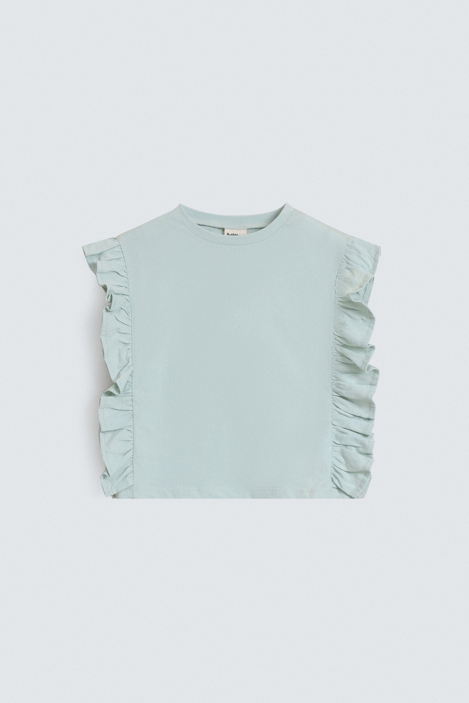 Cropped T-Shirt With Ruffle Detail