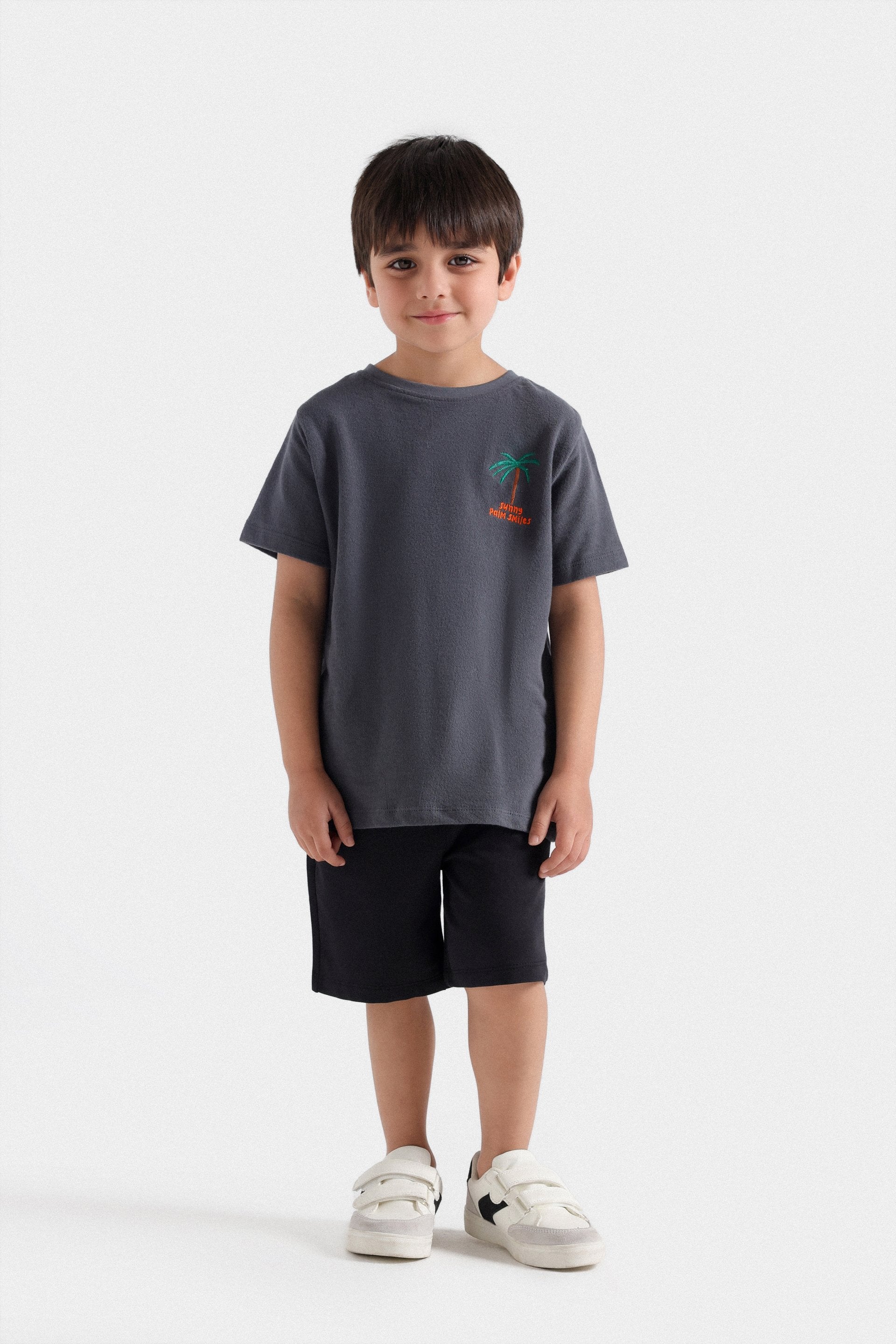 Textured Knit Embroidered T-Shirt