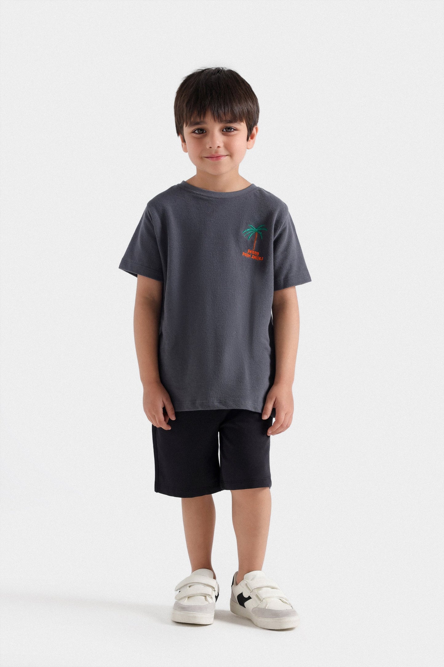 Textured Knit Embroidered T-Shirt