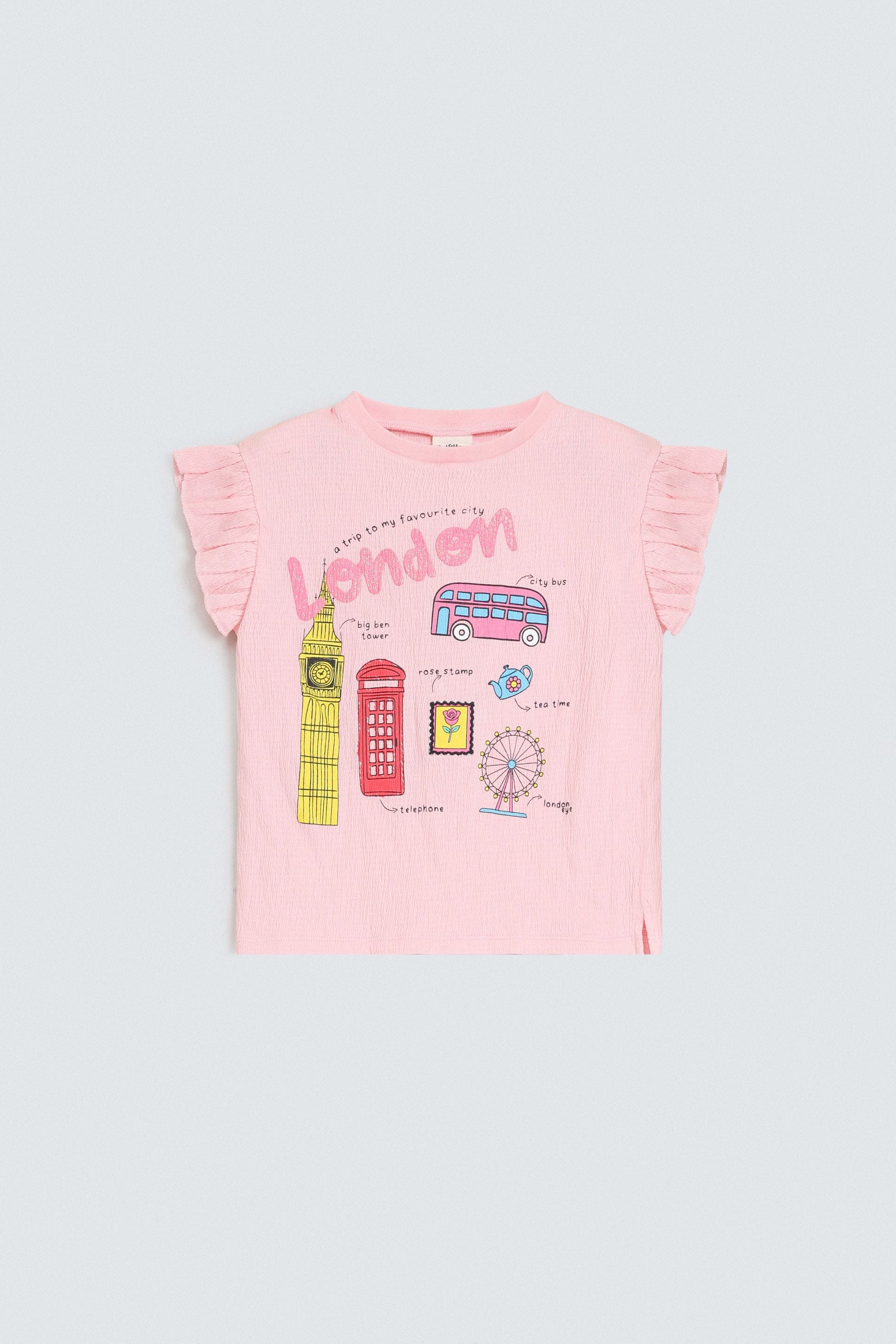 Graphic T-Shirt With Ruffle Detail
