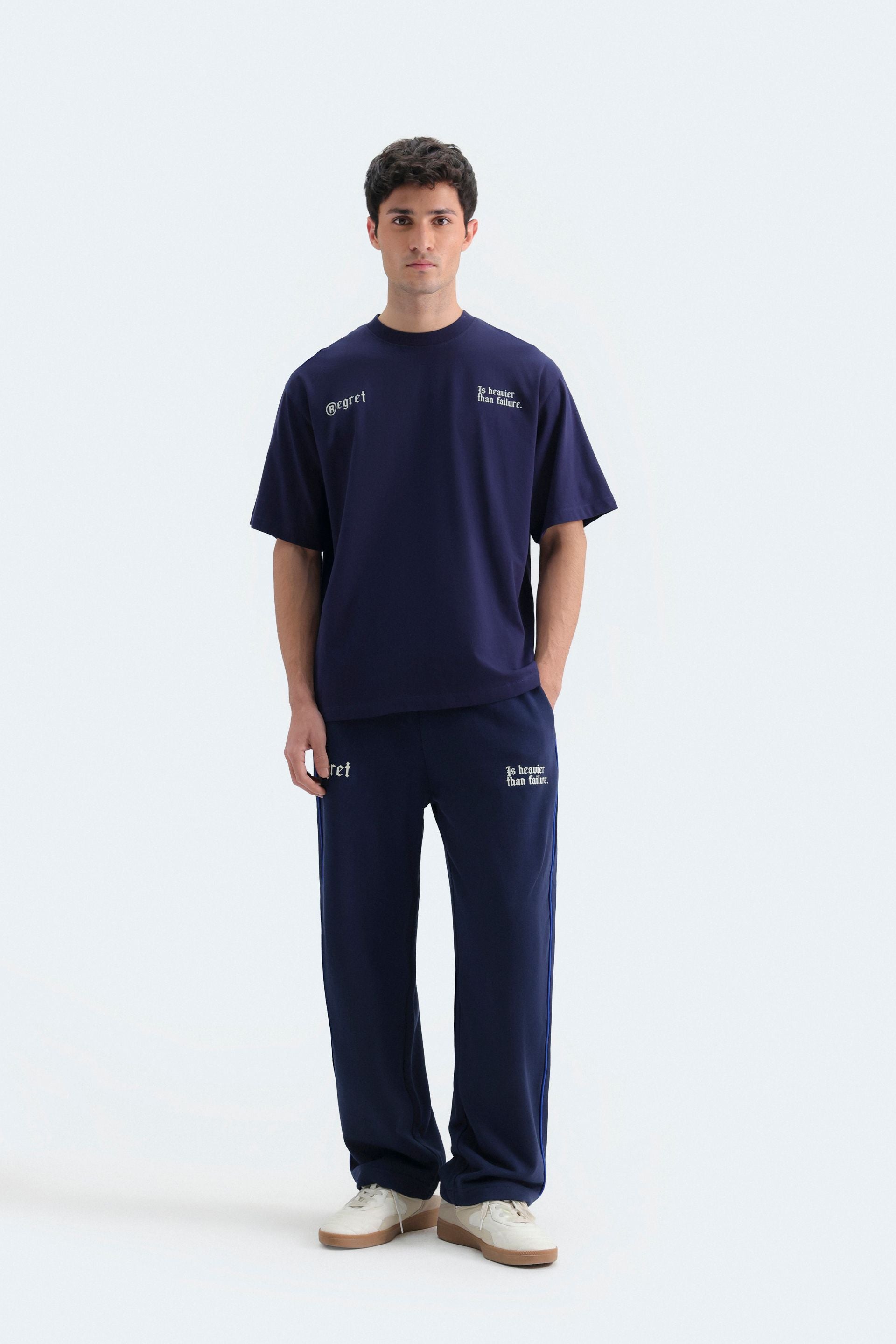 Slogan Print Trousers With Piping Detail – Outfitters