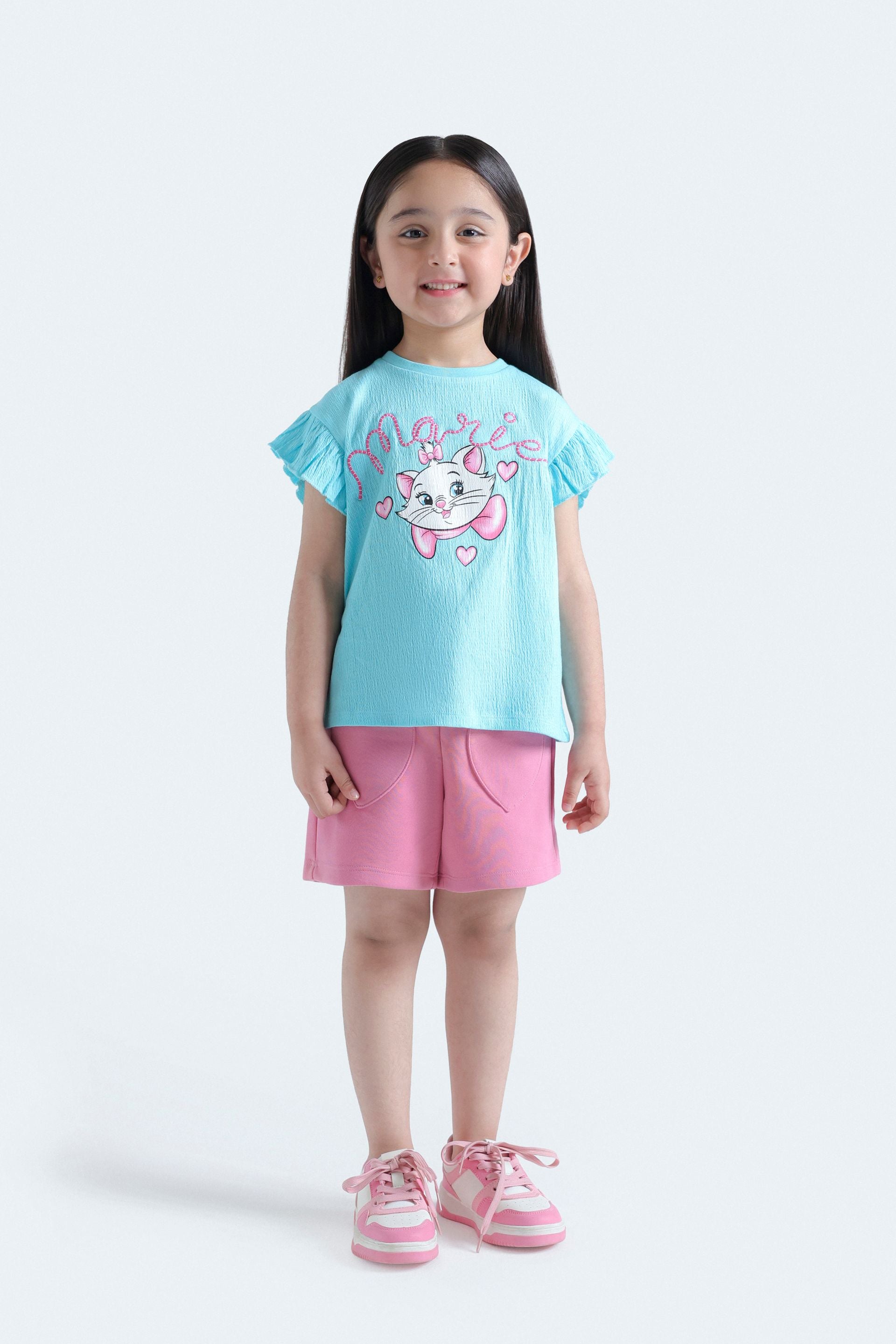 Graphic T-Shirt With Ruffle Sleeves