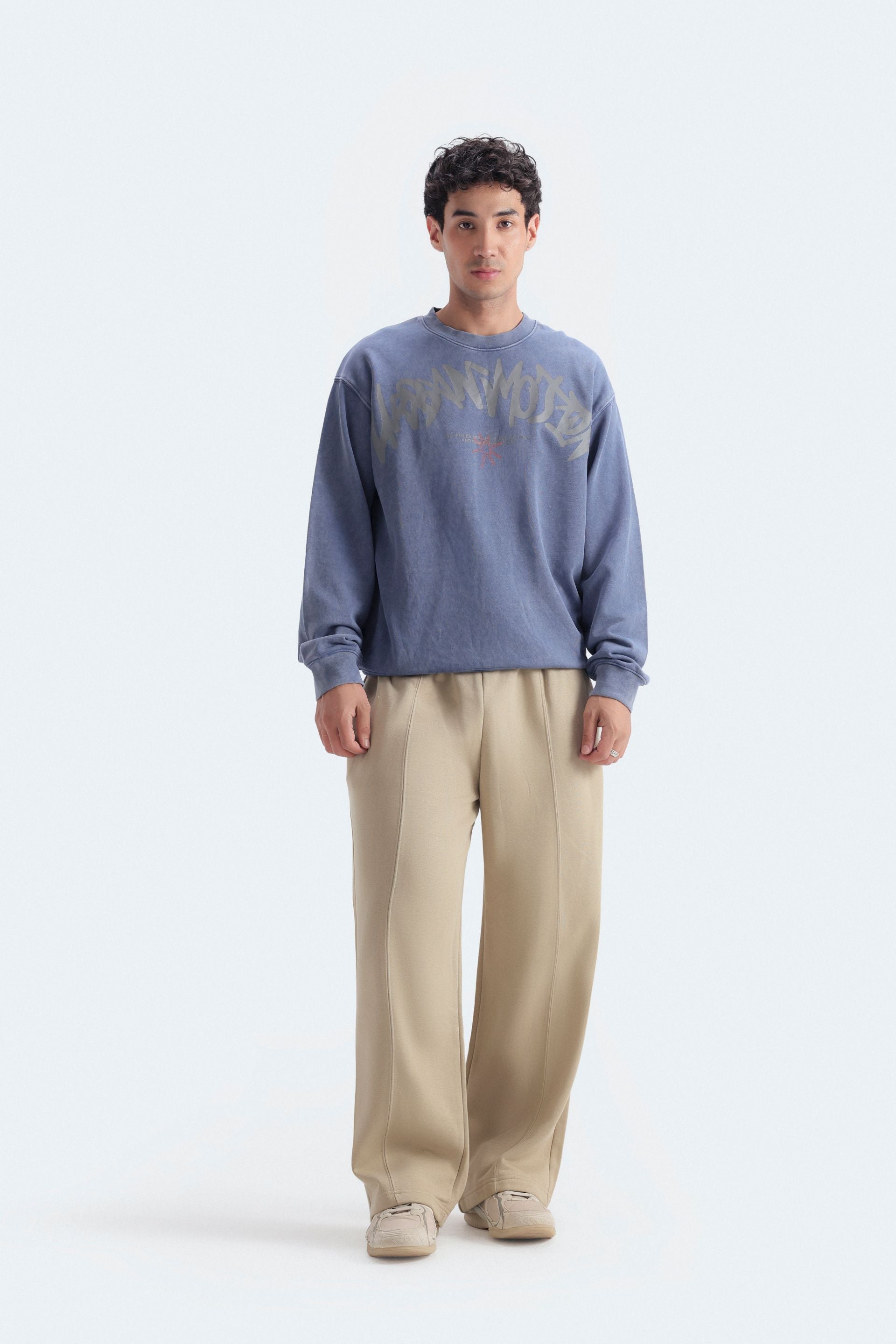 Washed Out Slogan Print Sweatshirt