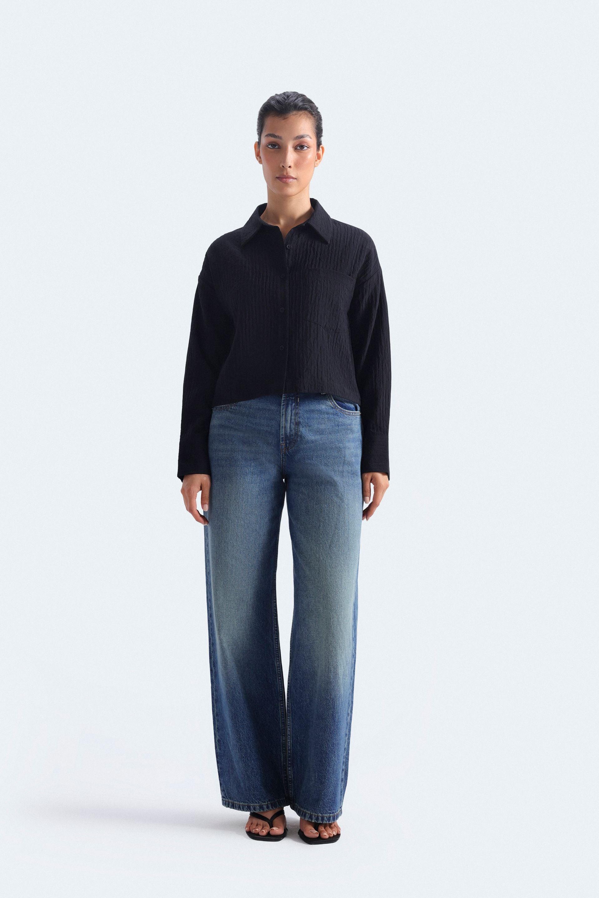 Super Cropped Textured Shirt
