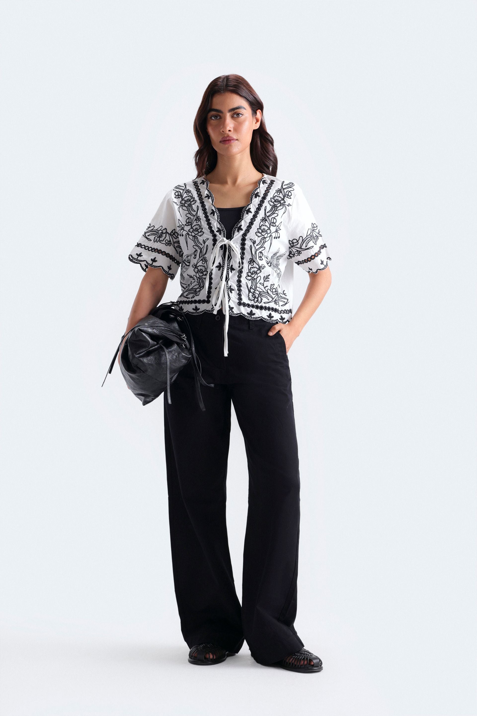 Super Cropped Embroidered Blouse
