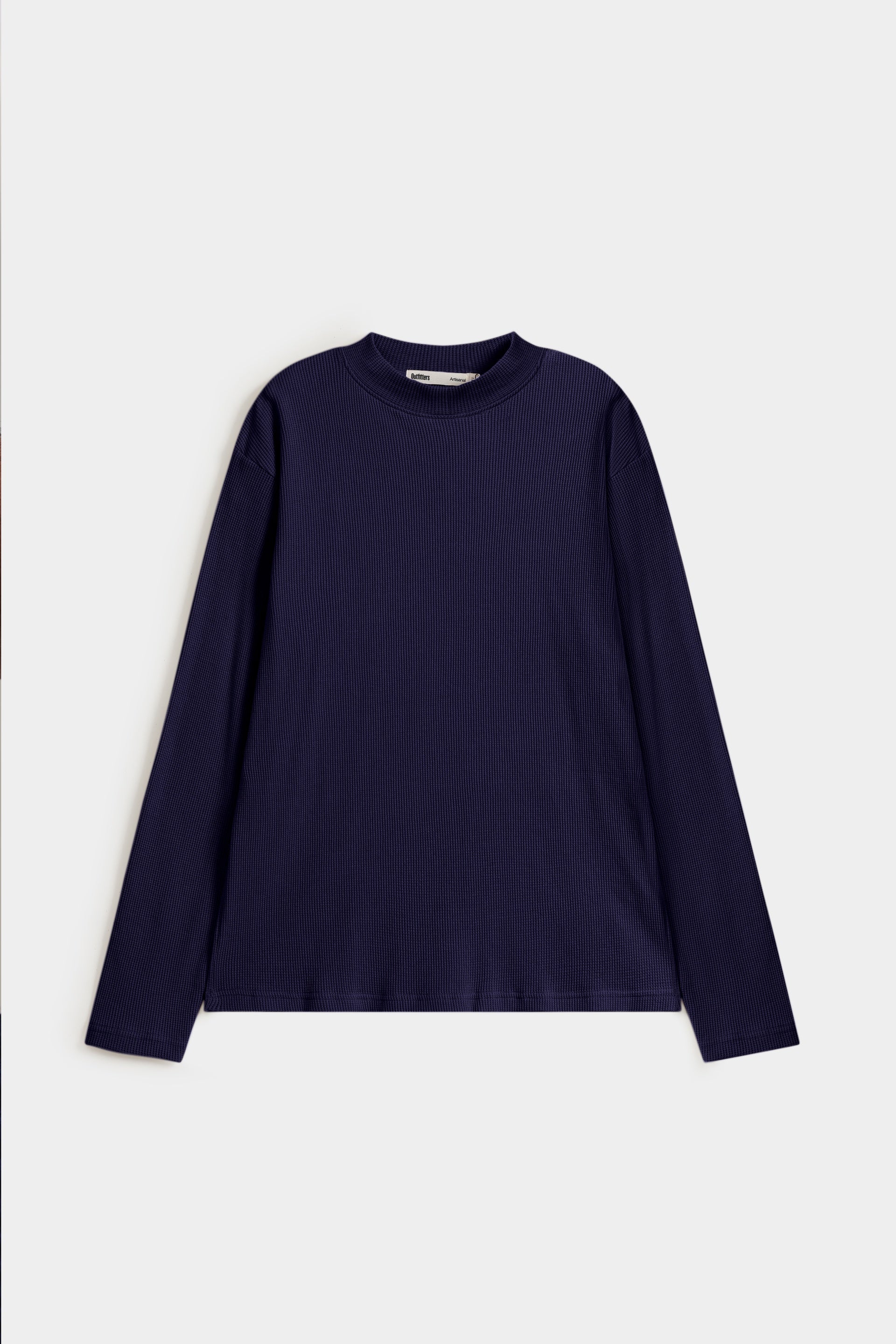 Textured Full Sleeves Mock Neck T shirt